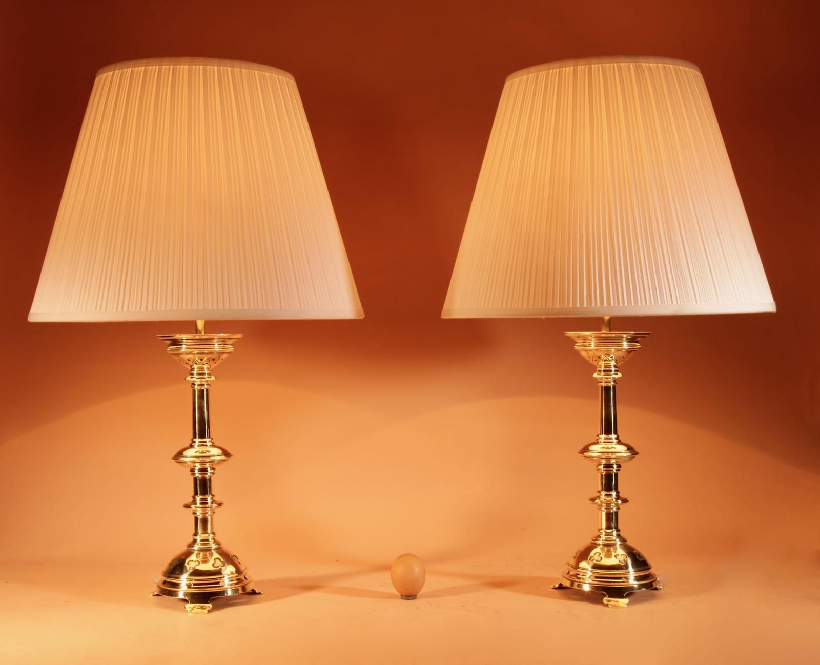 Impressive Pair of Cast Brass Table Lamps in Medieval Style c.1900 (1 of 6) Impressive Pair of Cast Brass Table Lamps in Medieval Style c.1900 (1 of 6)