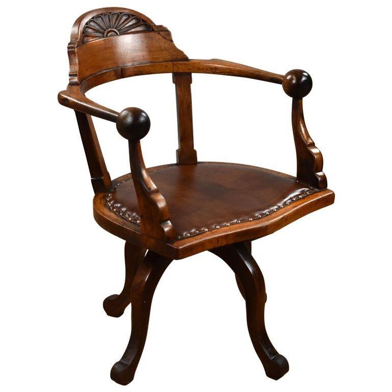 19th Century English Victorian Mahogany Desk Chair (1 of 5)