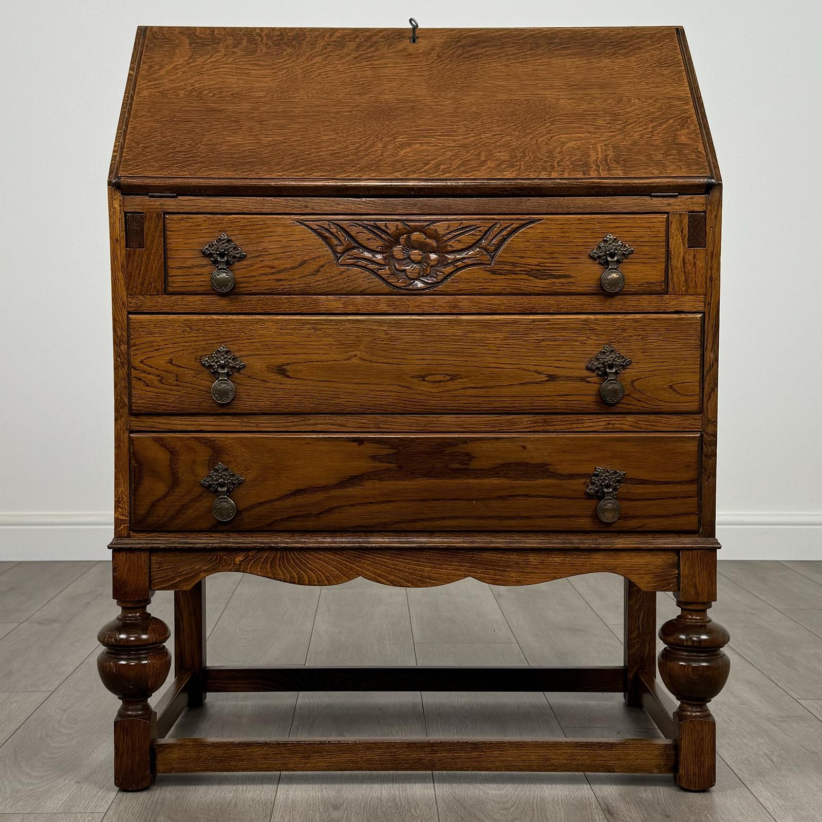 Antique 20th Century Golden Oak Bureau (1 of 13) Antique 20th Century Golden Oak Bureau (1 of 13)