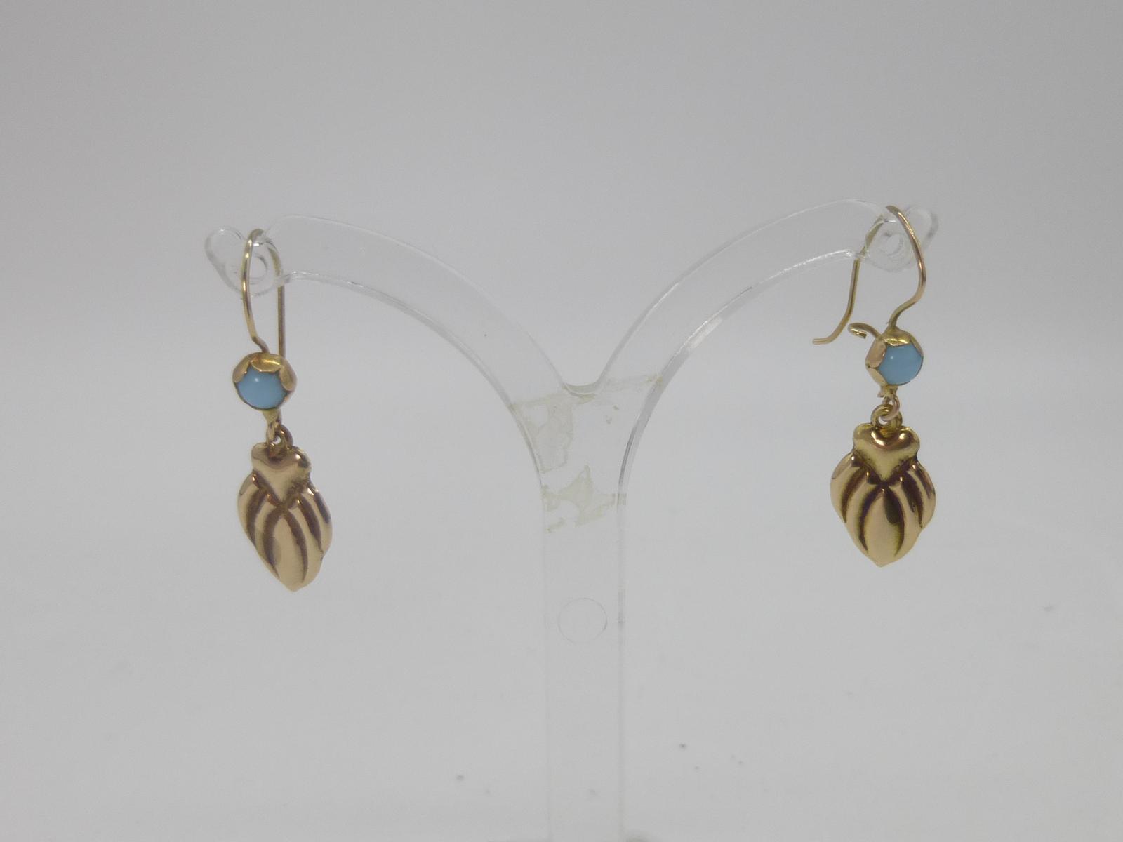 Gold & Turquoise Drop Earrings (1 of 5)