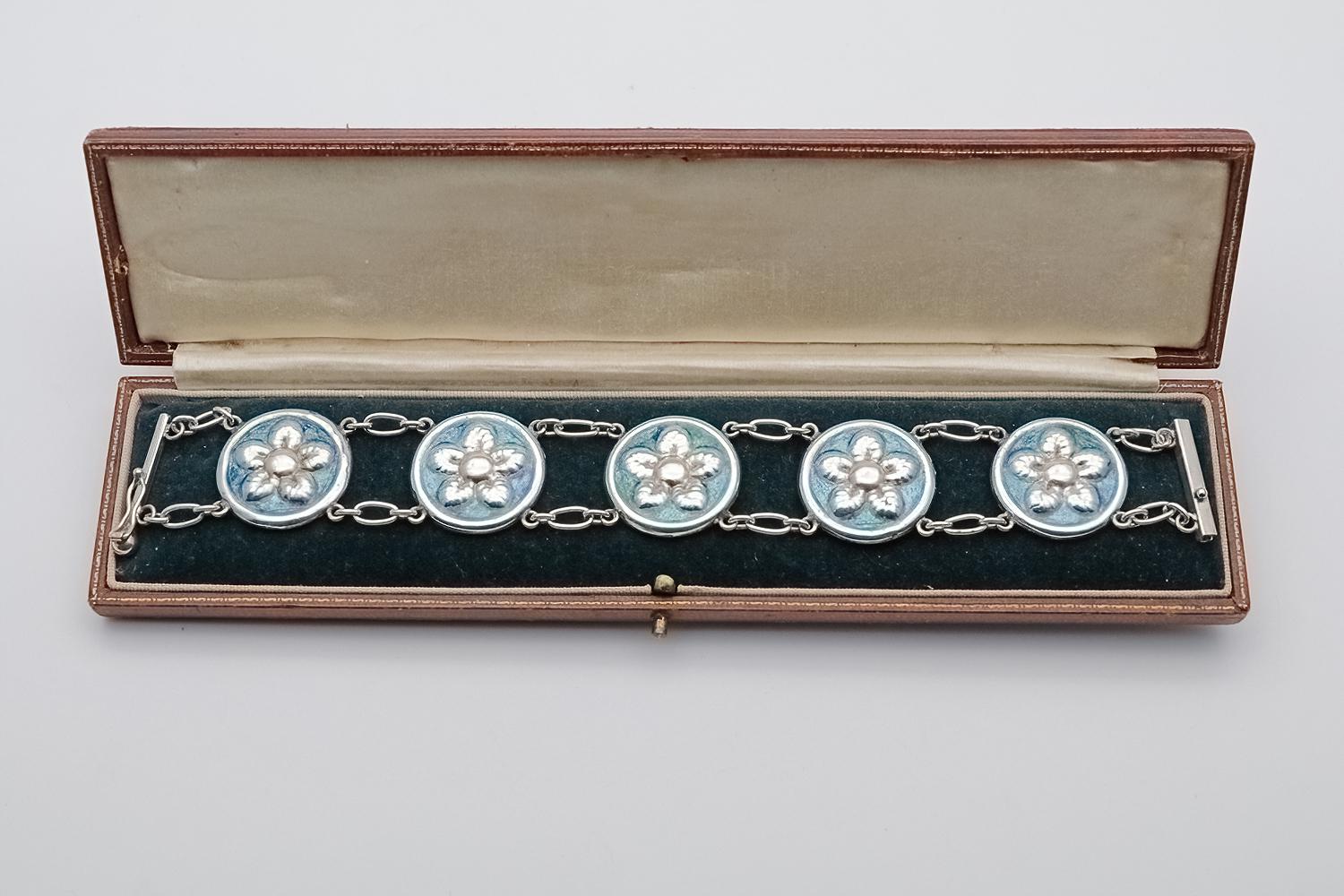 Arts & Crafts Silver & Enamel Bracelet Liberty William Hair Haseler (1 of 4)