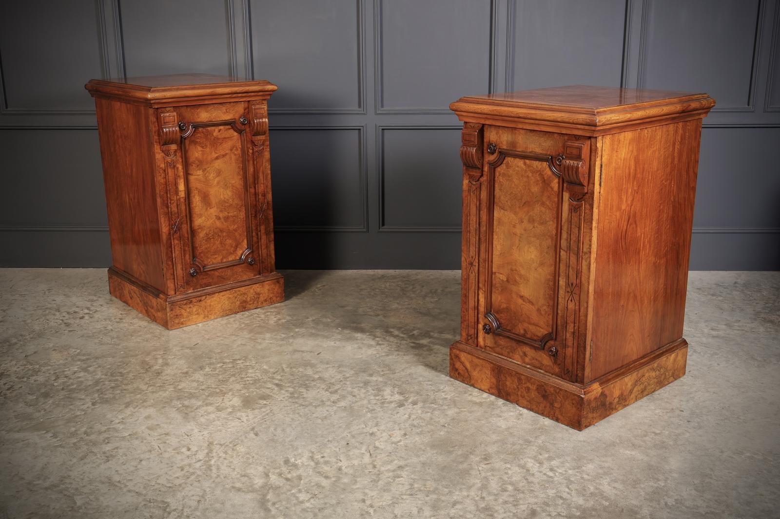 Large Pair of Figured Walnut Pedestal Cabinets (1 of 13)