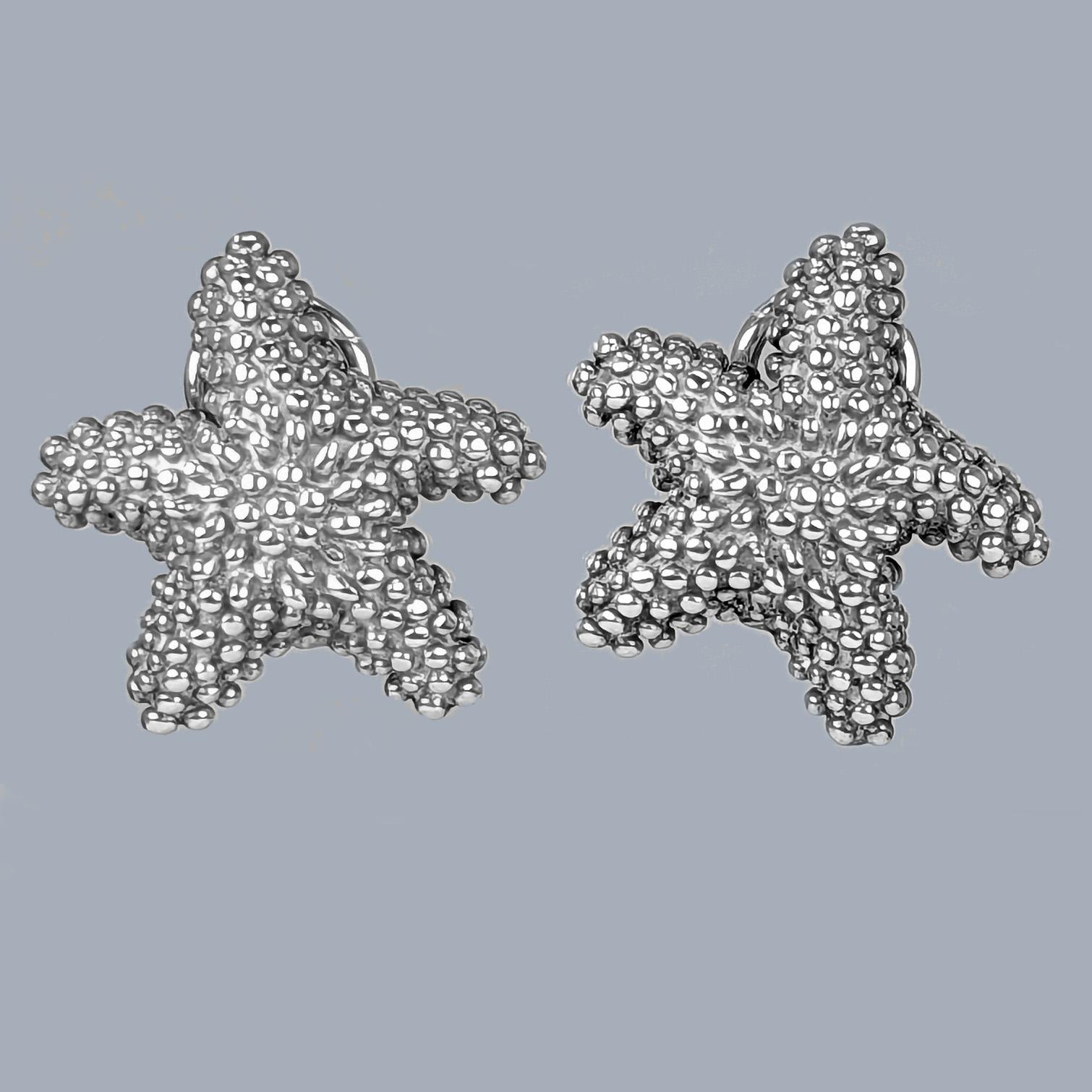Vintage Tiffany & Co Large Bumpy Starfish Earrings Rare Textured Silver Clip-ons (1 of 5)