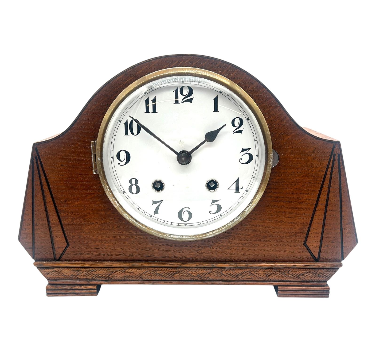 Empire Antique English Light Oak Art Deco 8 Day Striking Mantel Clock (1 of 10) Empire Antique English Light Oak Art Deco 8 Day Striking Mantel Clock (1 of 10)