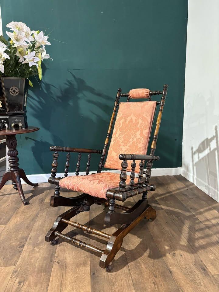 Victorian Upholstered American Style Rocking Chair (1 of 14)