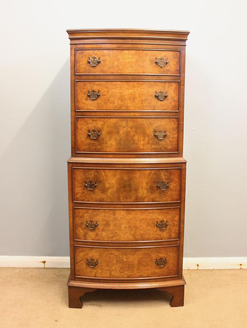 Burr Walnut Chest on Chest of Drawers (1 of 10) Burr Walnut Chest on Chest of Drawers (1 of 10)