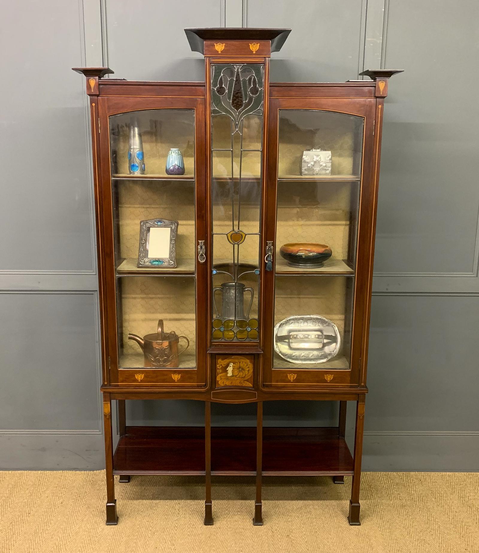 Arts & Crafts Inlaid Mahogany Display Cabinet (1 of 19)
