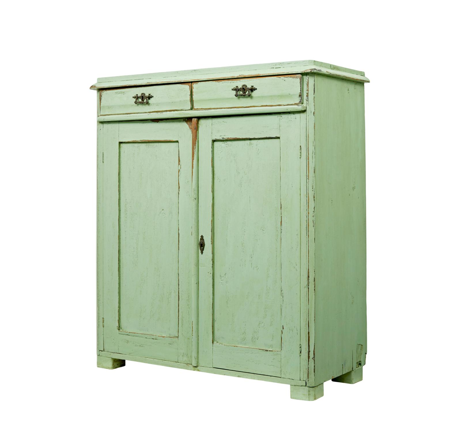 Scandinavian 19th Century Green Painted Kitchen Cupboard (1 of 10) Scandinavian 19th Century Green Painted Kitchen Cupboard (1 of 10)