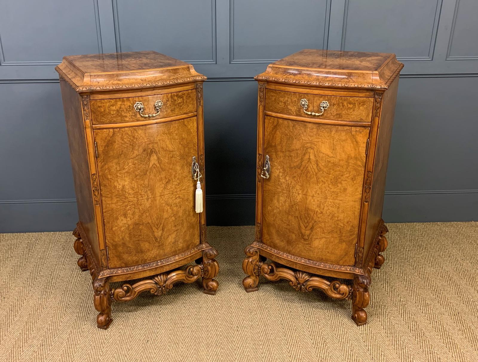 Tall Pair of Burr Walnut Pedestal Cupboards (1 of 18) Tall Pair of Burr Walnut Pedestal Cupboards (1 of 18)