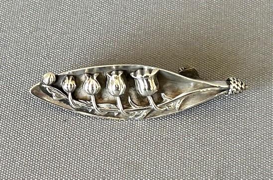 Edwardian Lily of the Valley Silver Leaf Brooch (1 of 6)