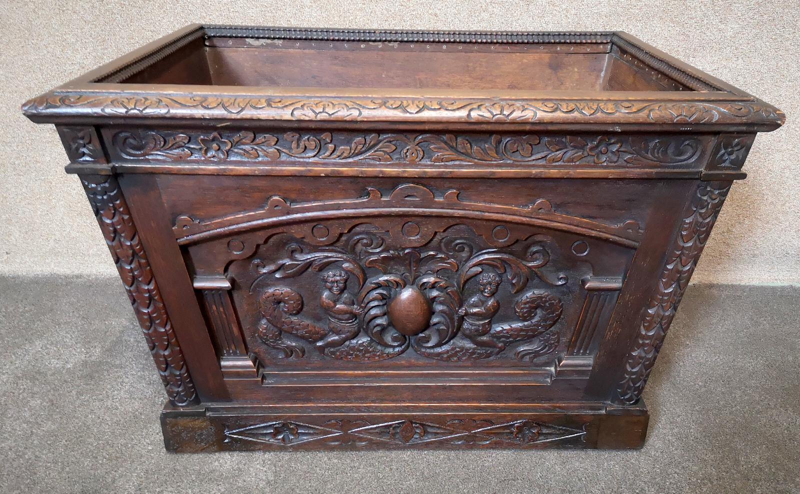Victorian Carved Oak Wine Cooler / Planter (1 of 11)