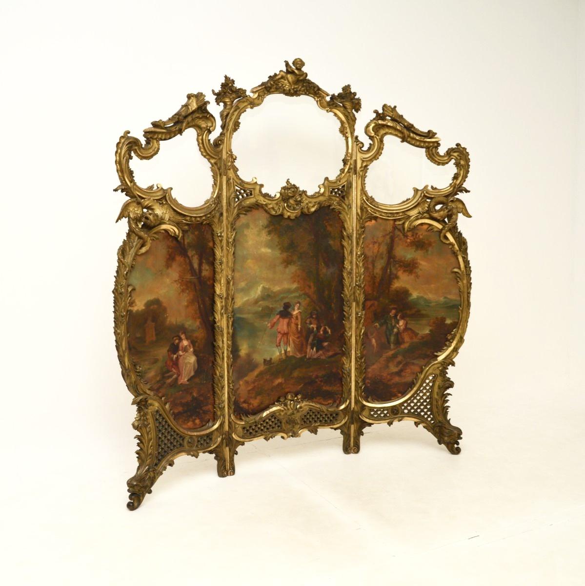 Antique French Painted Giltwood Screen (1 of 24) Antique French Painted Giltwood Screen (1 of 24)