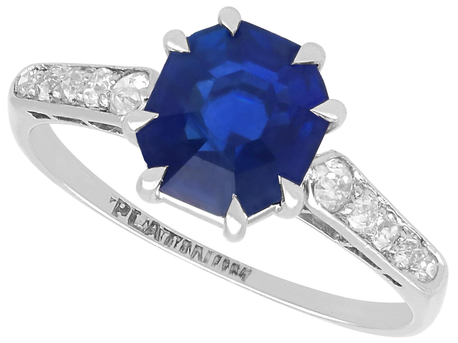 Antique 2.70ct Burmese Sapphire & 0.24ct Diamond Platinum Solitaire Ring c.1925 (1 of 14) Antique 2.70ct Burmese Sapphire & 0.24ct Diamond Platinum Solitaire Ring c.1925 (1 of 14)