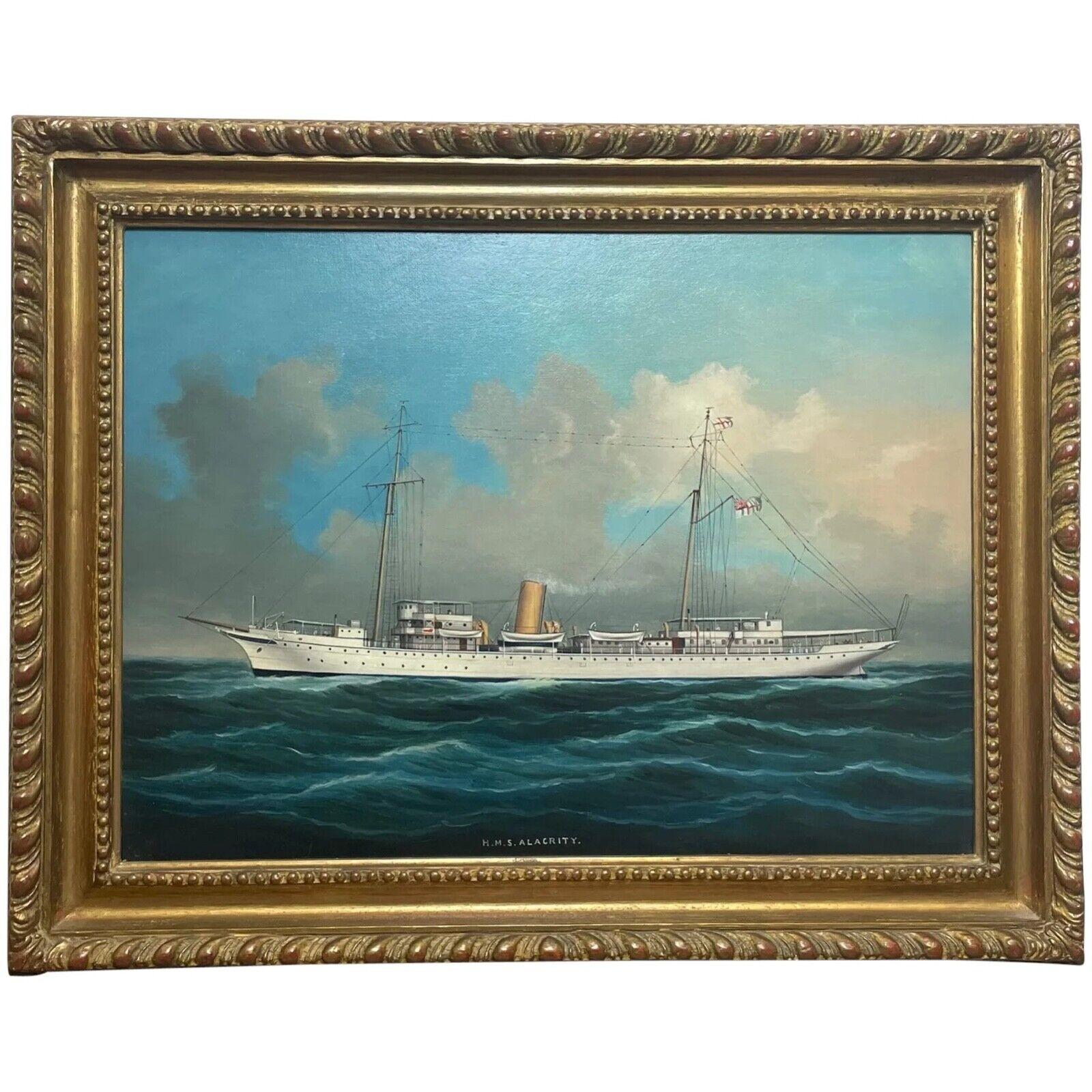 Anglo Chinese Marine Oil Painting HMS Alacrity Schooner Steam Ship (1 of 39)