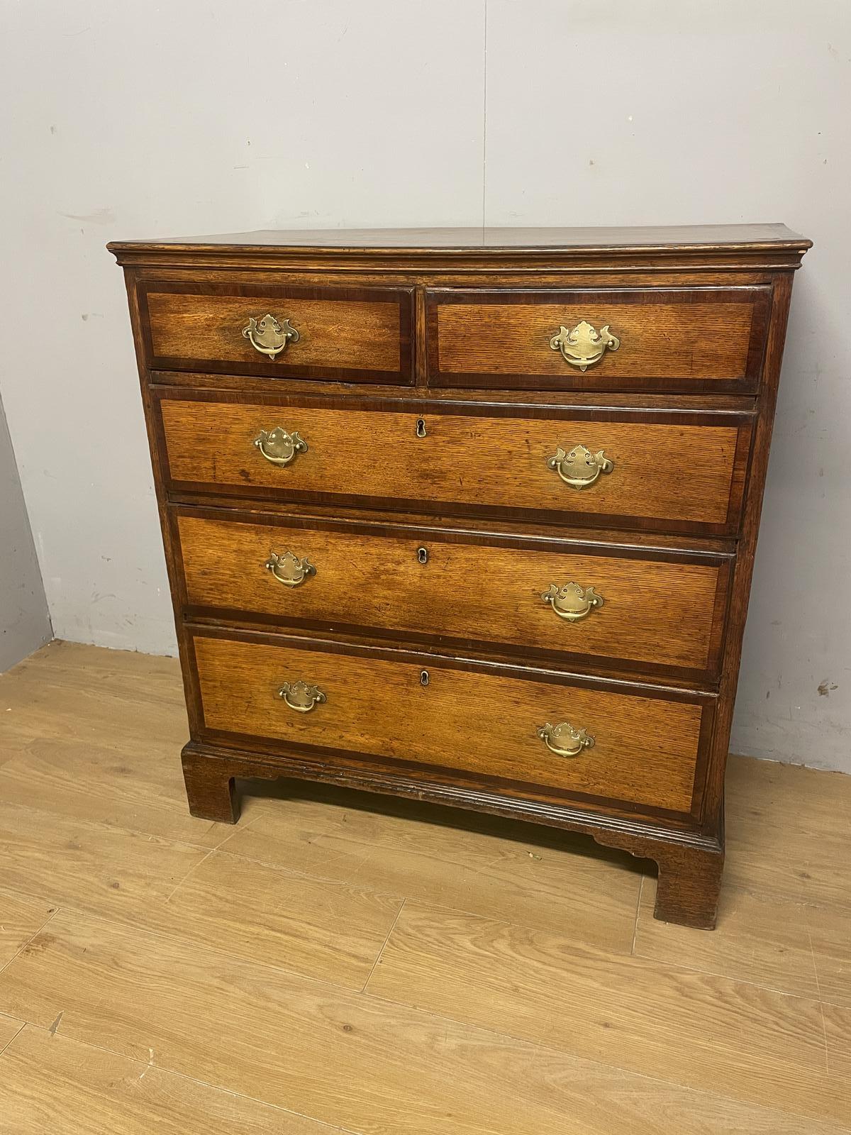Georgian Oak and Cross Banded Mahogany Four Height Chest of Drawers Circa 1790 (1 of 13)
