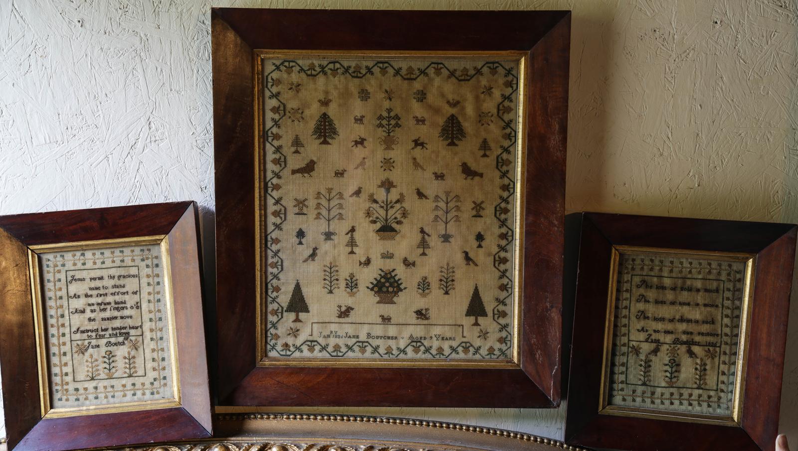Rare Set of 3 Needlework Samplers by Jane Boutcher 1836 (1 of 14) Rare Set of 3 Needlework Samplers by Jane Boutcher 1836 (1 of 14)