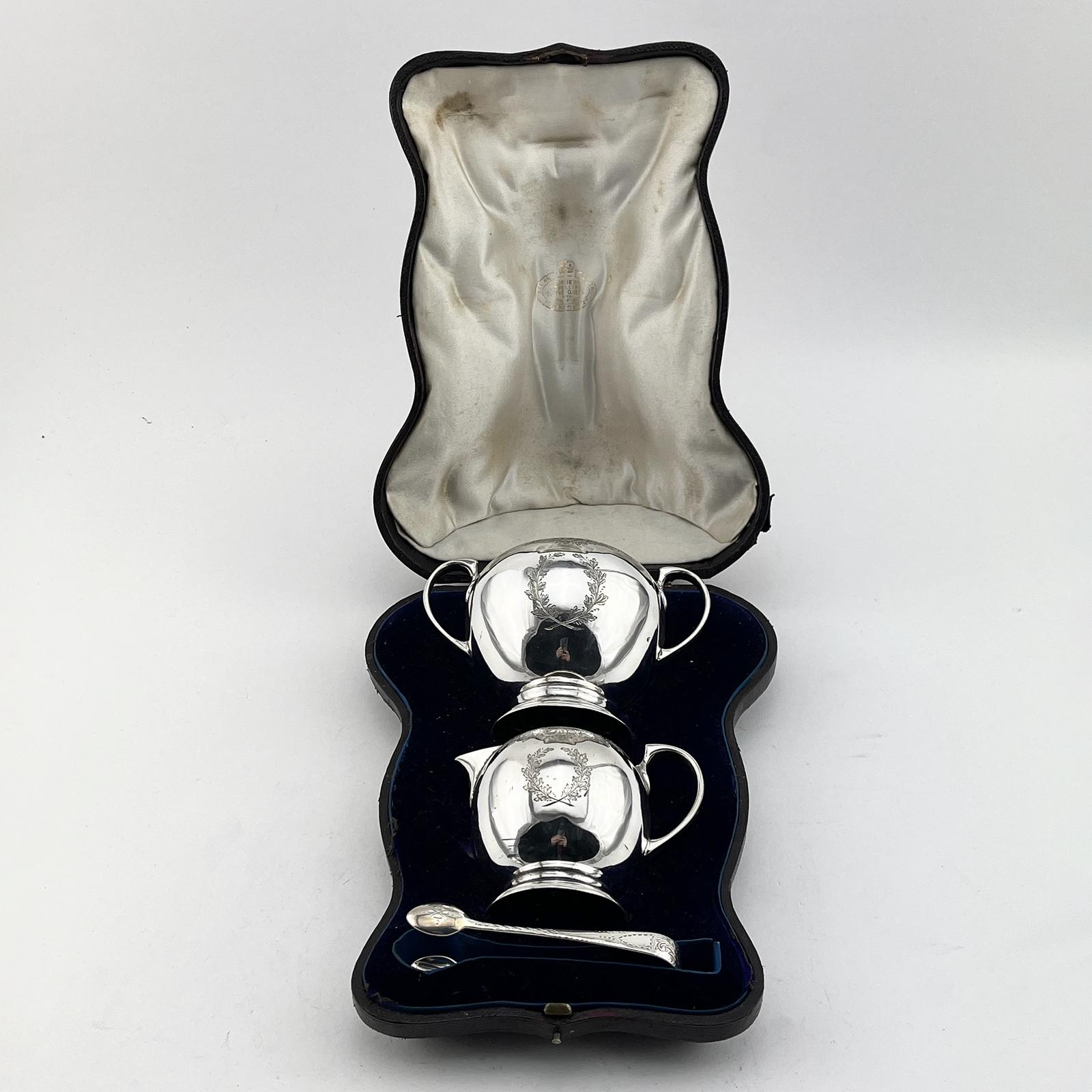 Boxed Sterling Silver Sugar and Cream with Lion Crest (1 of 7)