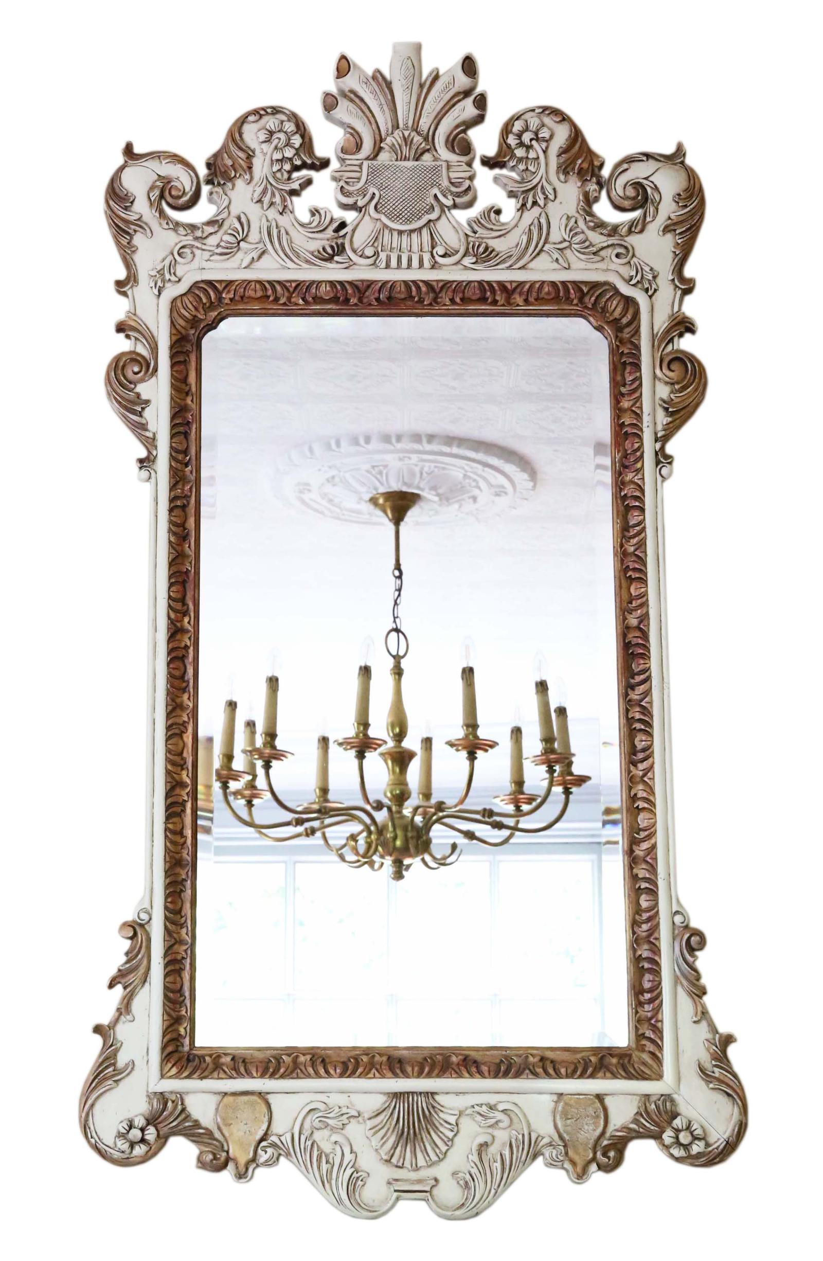 Large Ovemantle Wall Mirror White & Gilt Frame (1 of 6)