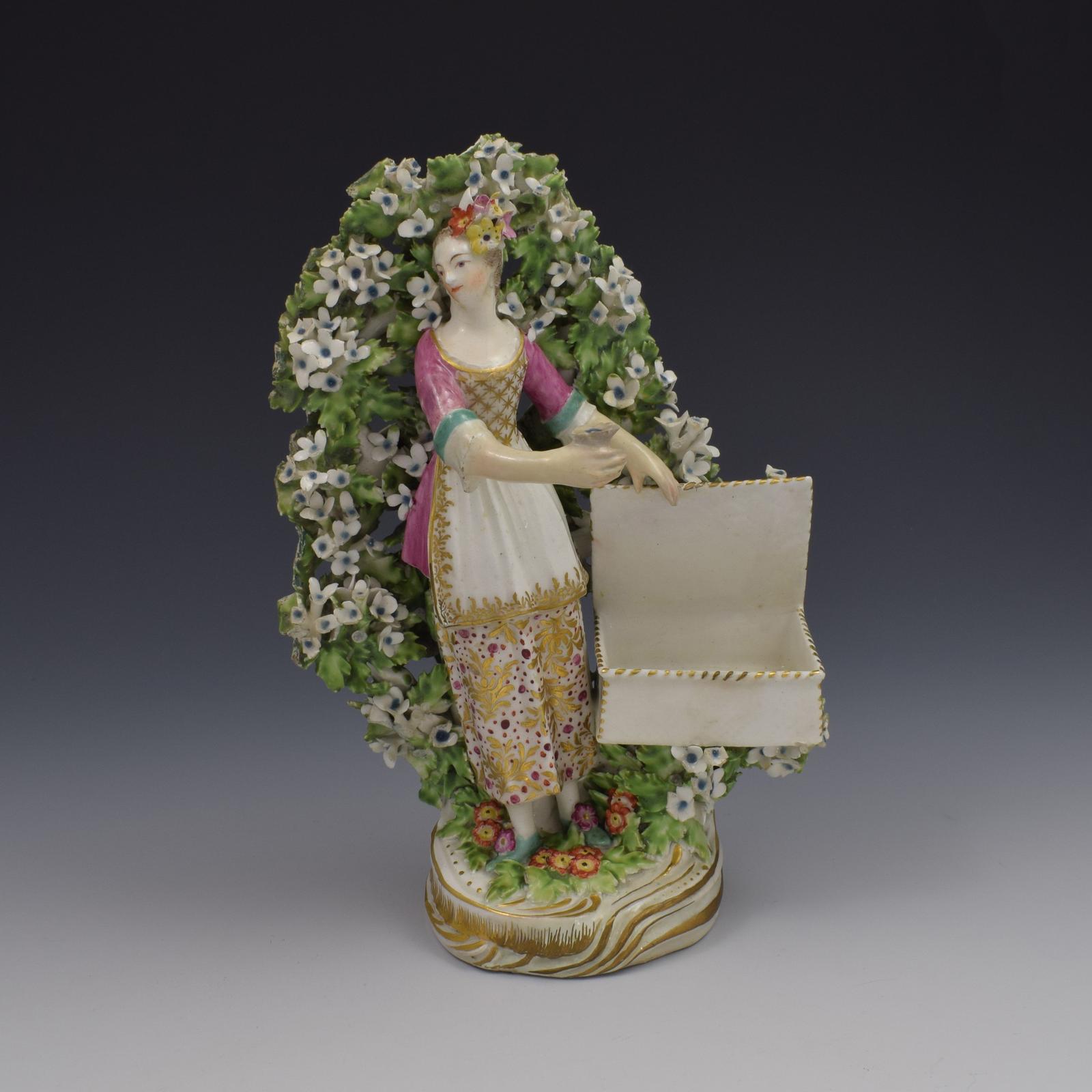 Rare Derby Porcelain Figure Lady Sweetmeat Holder c.1765 (1 of 18)
