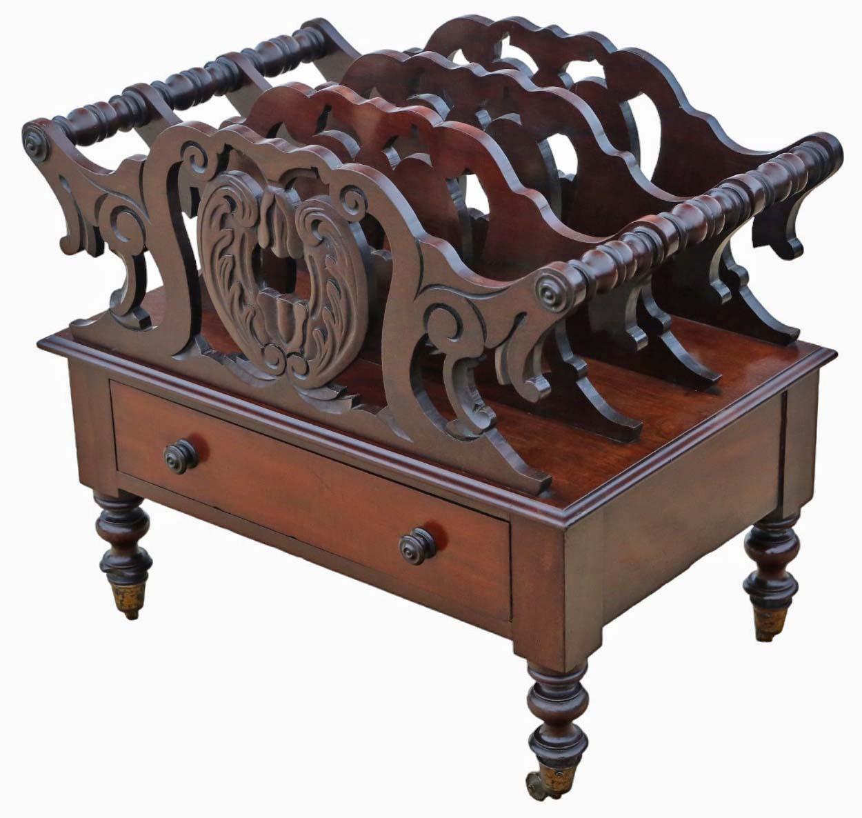 19th Century Mahogany Canterbury Magazine Rack - Fine Quality Antique (1 of 7)