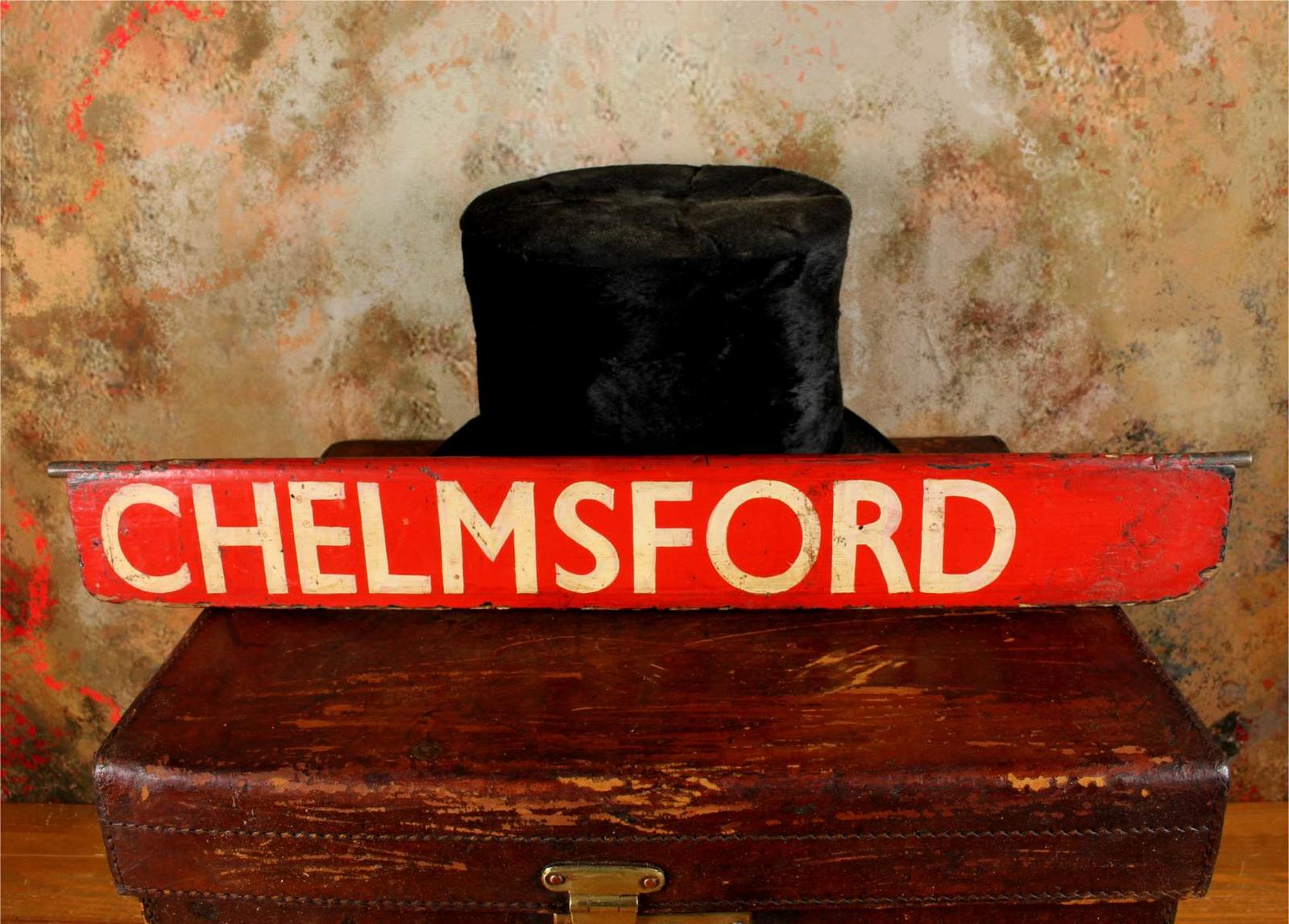 Chelmsford Destination Sign - Train Station Name Plate c.1930 (1 of 16) Chelmsford Destination Sign - Train Station Name Plate c.1930 (1 of 16)