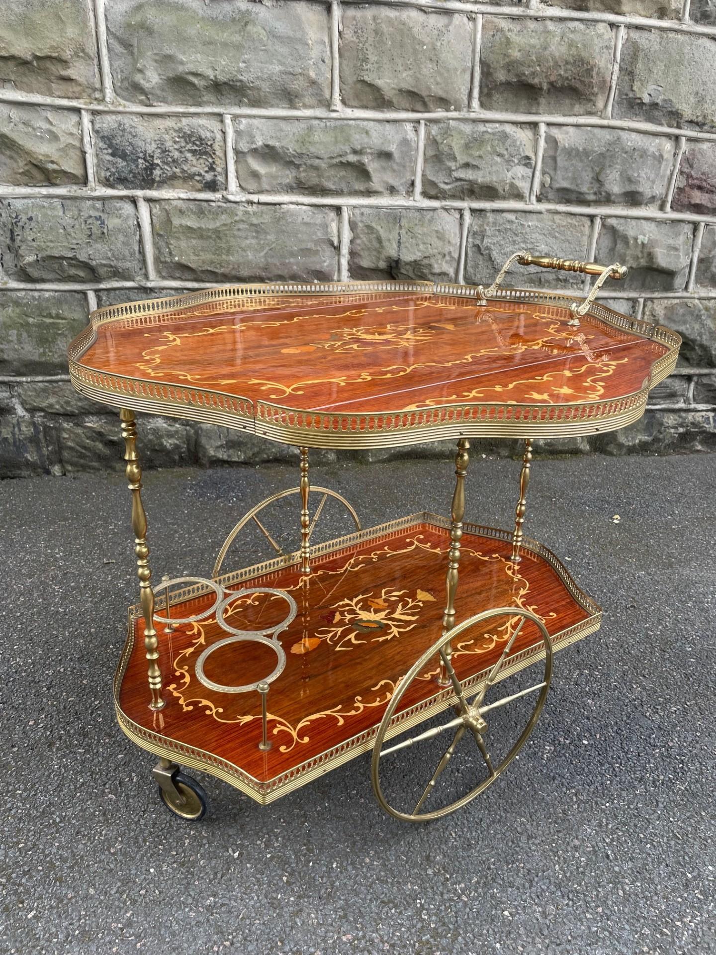 Vintage Inlaid Drinks Trolley Bar Cart (1 of 10) Vintage Inlaid Drinks Trolley Bar Cart (1 of 10)