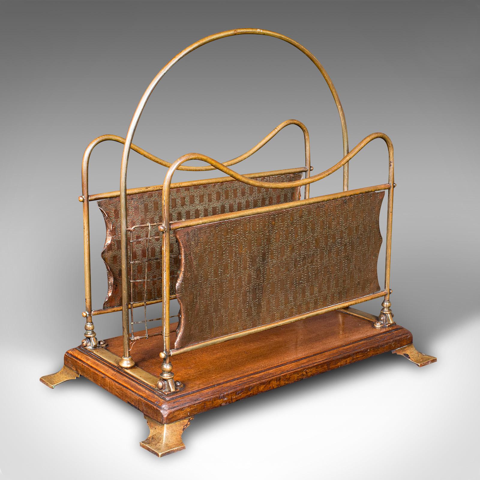 Antique Newspaper Rack, French, Brass, Copper, Walnut, Magazine Stand c.1900 (1 of 9) Antique Newspaper Rack, French, Brass, Copper, Walnut, Magazine Stand c.1900 (1 of 9)