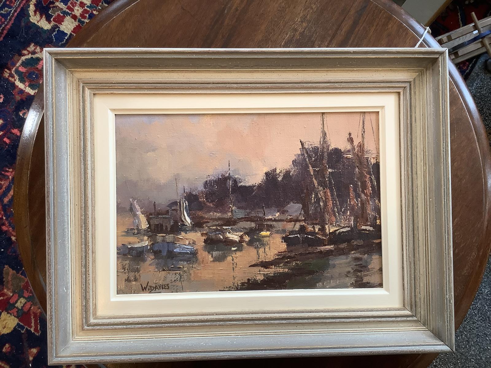William Davies (b.1928): Oil on Board "Upnor Castle Area, Medway River" (1 of 3) William Davies (b.1928): Oil on Board "Upnor Castle Area, Medway River" (1 of 3)