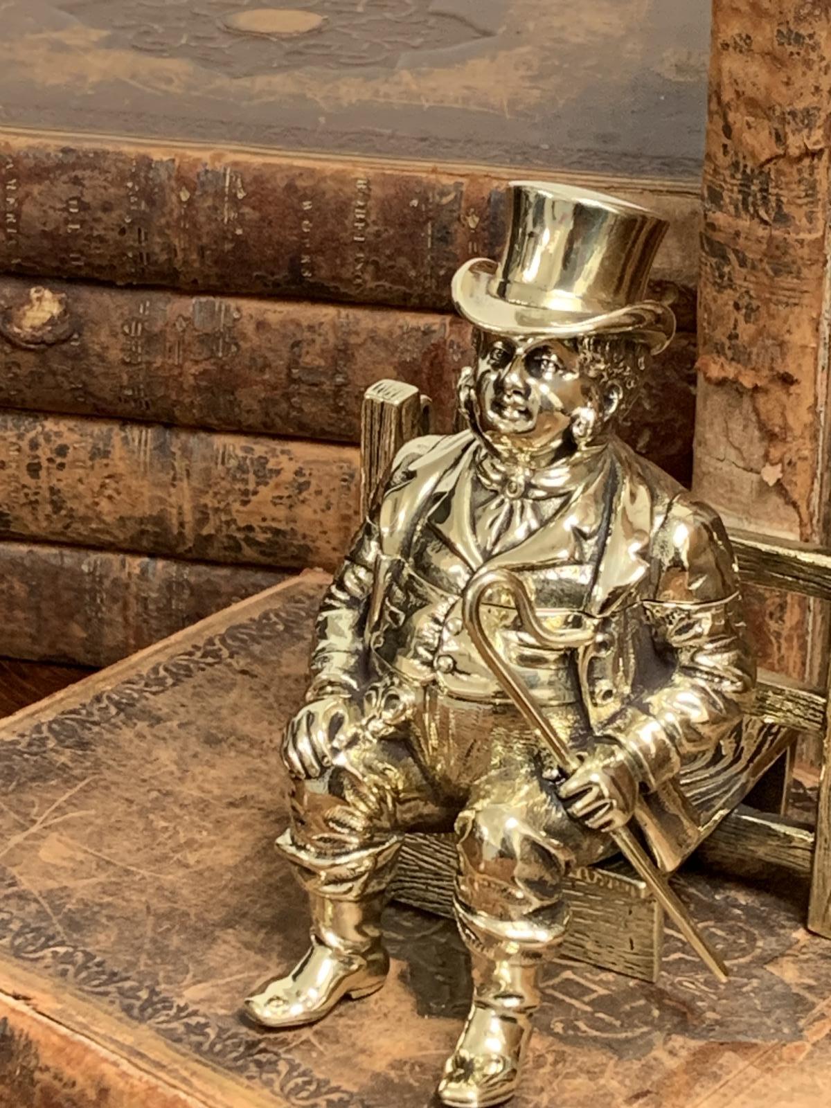 Rare English John Bull Sitting on Stile Brass Inkwell c.1885 (Reg 36855) (1 of 9)