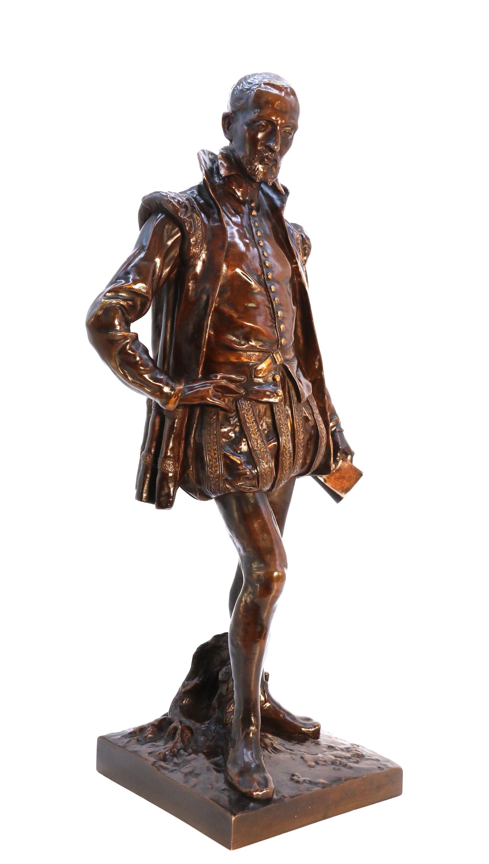 Large 19th Century Bronze Study of the 16th Century French Poet Joachim de Bellay by the Sculptor Leofanti Adolphe (1 of 30)
