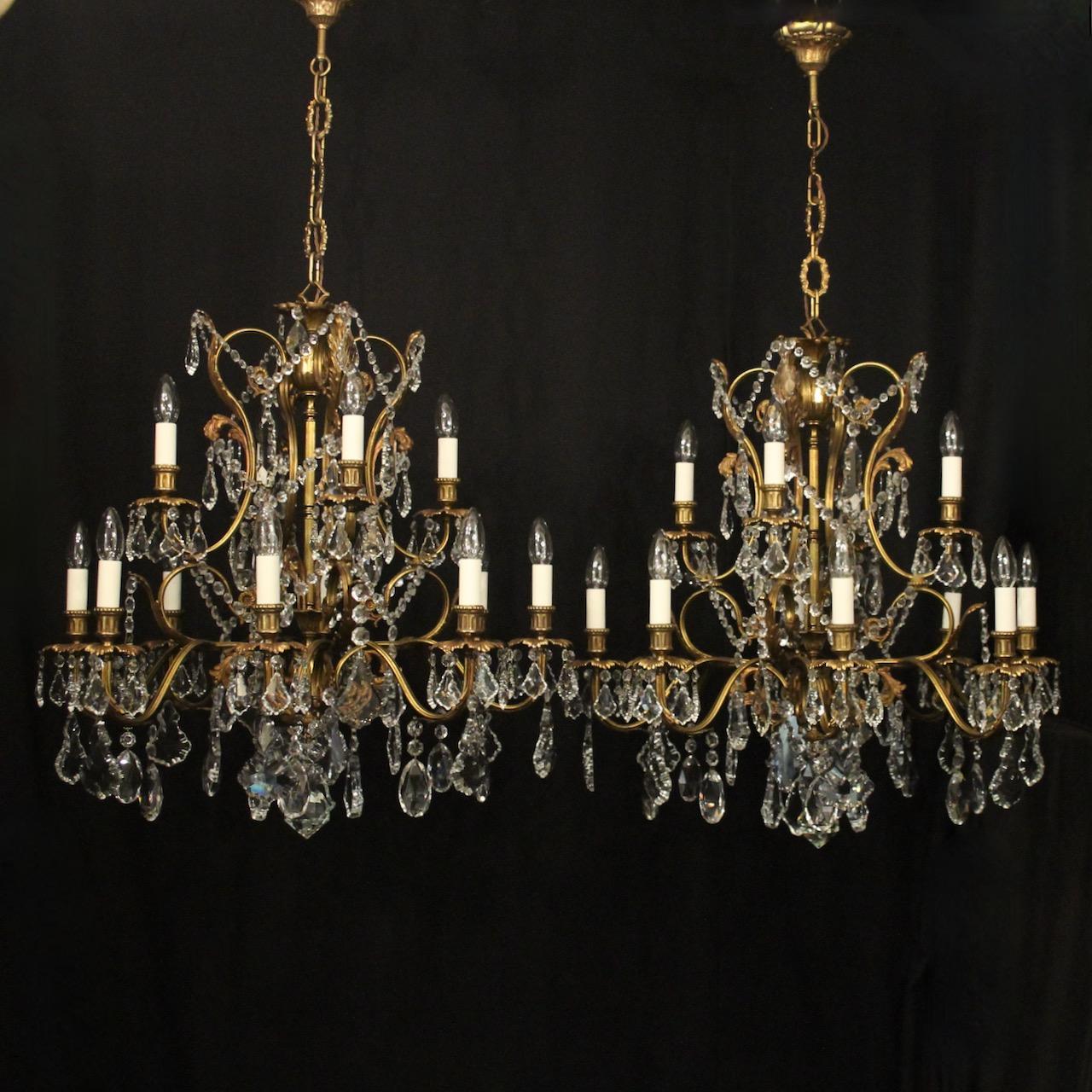 French Pair of Gilded Crystal 12 Light Chandeliers (1 of 10) French Pair of Gilded Crystal 12 Light Chandeliers (1 of 10)