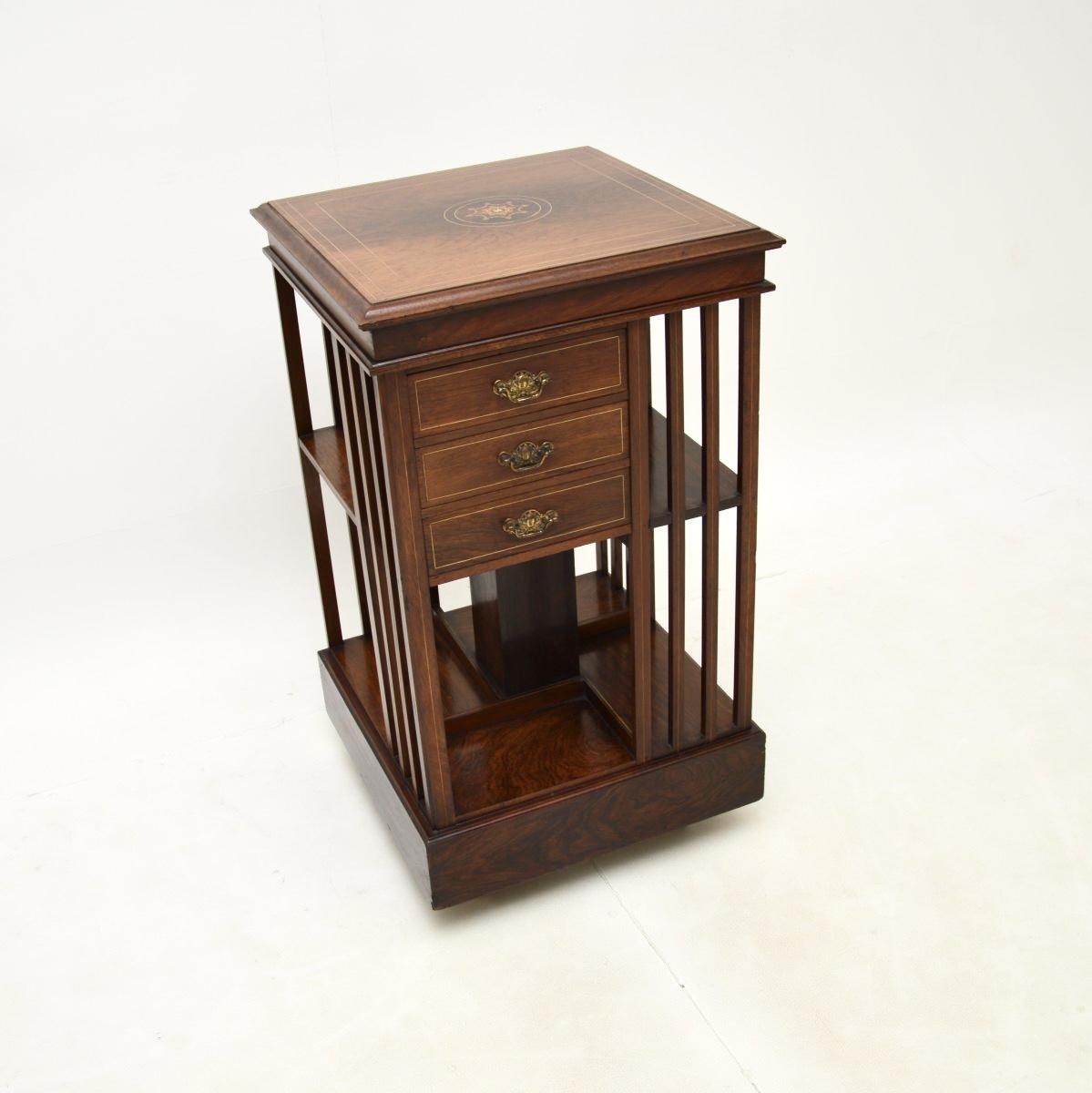 Antique Edwardian Inlaid Rosewood Revolving Bookcase (1 of 12) Antique Edwardian Inlaid Rosewood Revolving Bookcase (1 of 12)