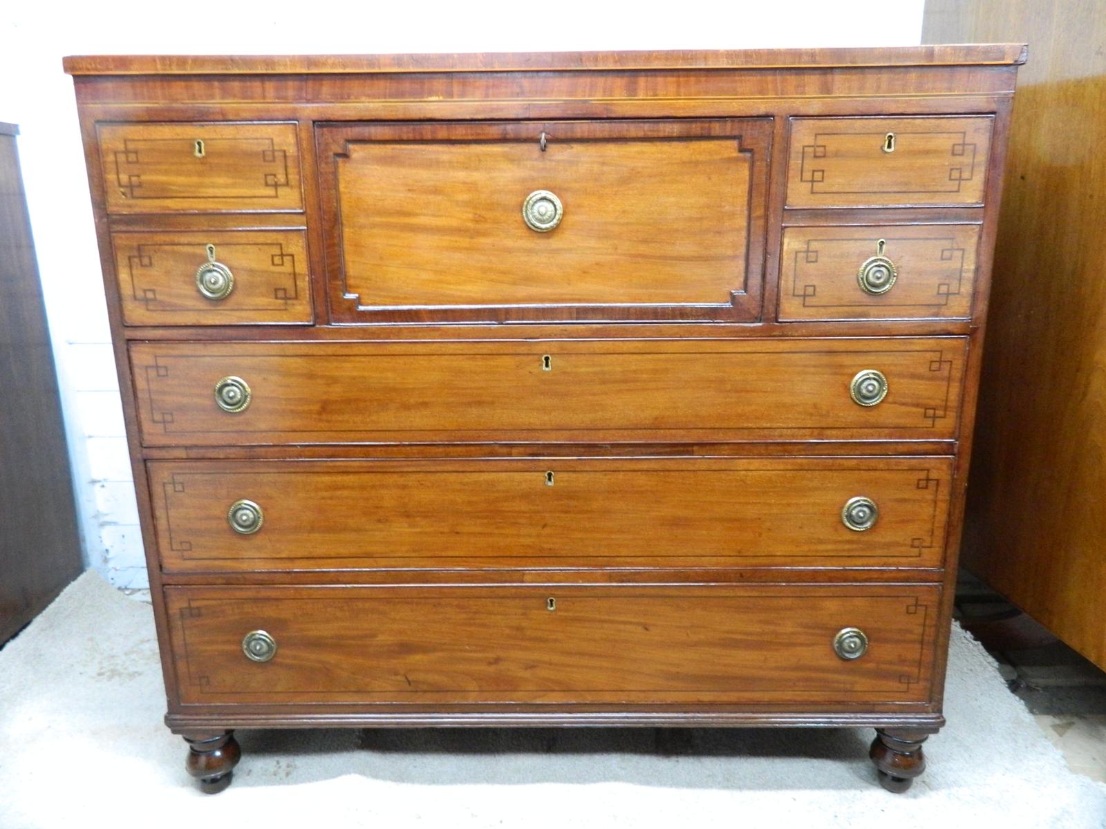 Regency Mahogany Secretaire Chest of Drawers (1 of 31)