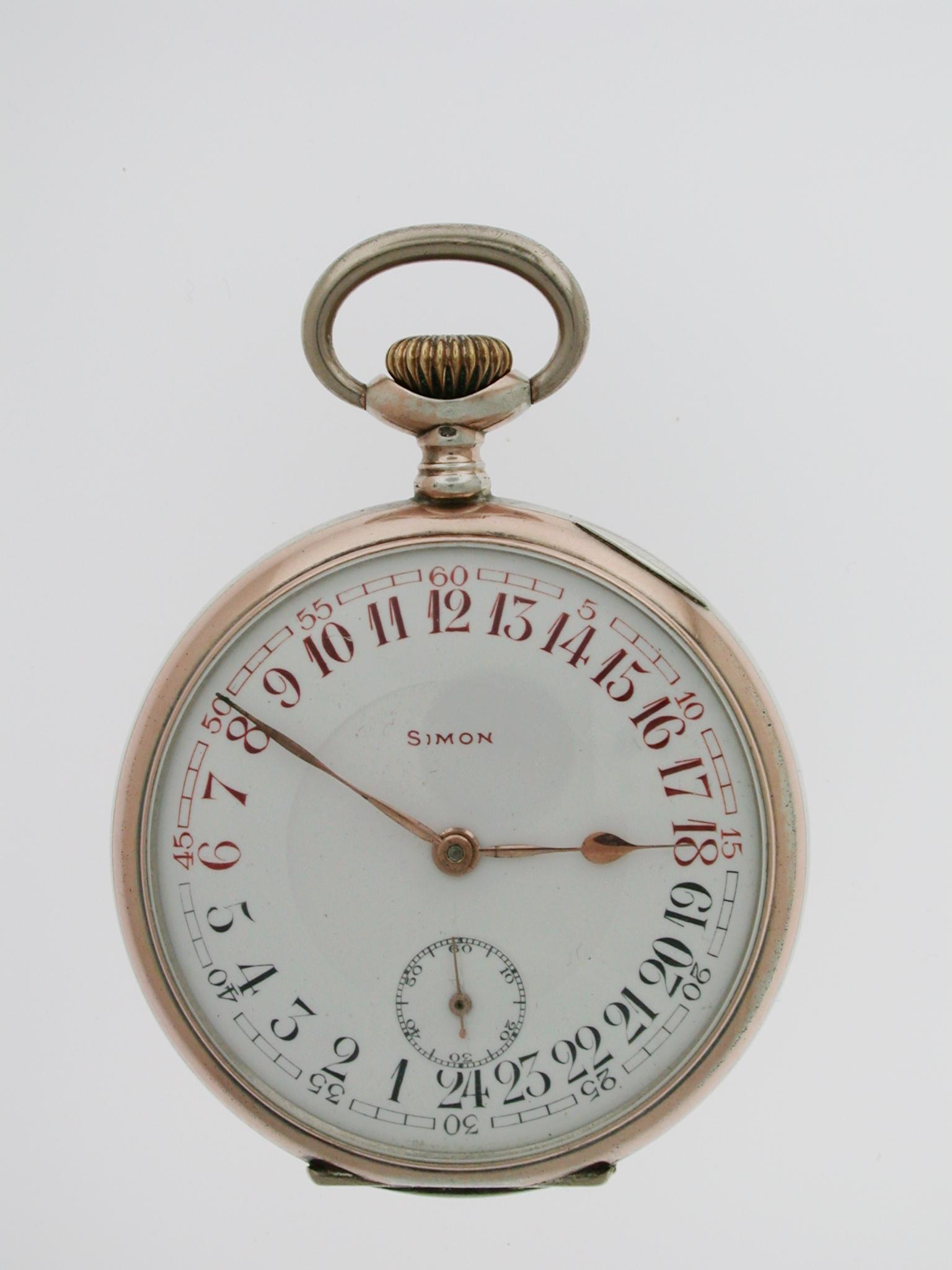 Simon Silver 0.800 24-hour Day / Night Pocket Watch - Swiss 1920 (1 of 7) Simon Silver 0.800 24-hour Day / Night Pocket Watch - Swiss 1920 (1 of 7)