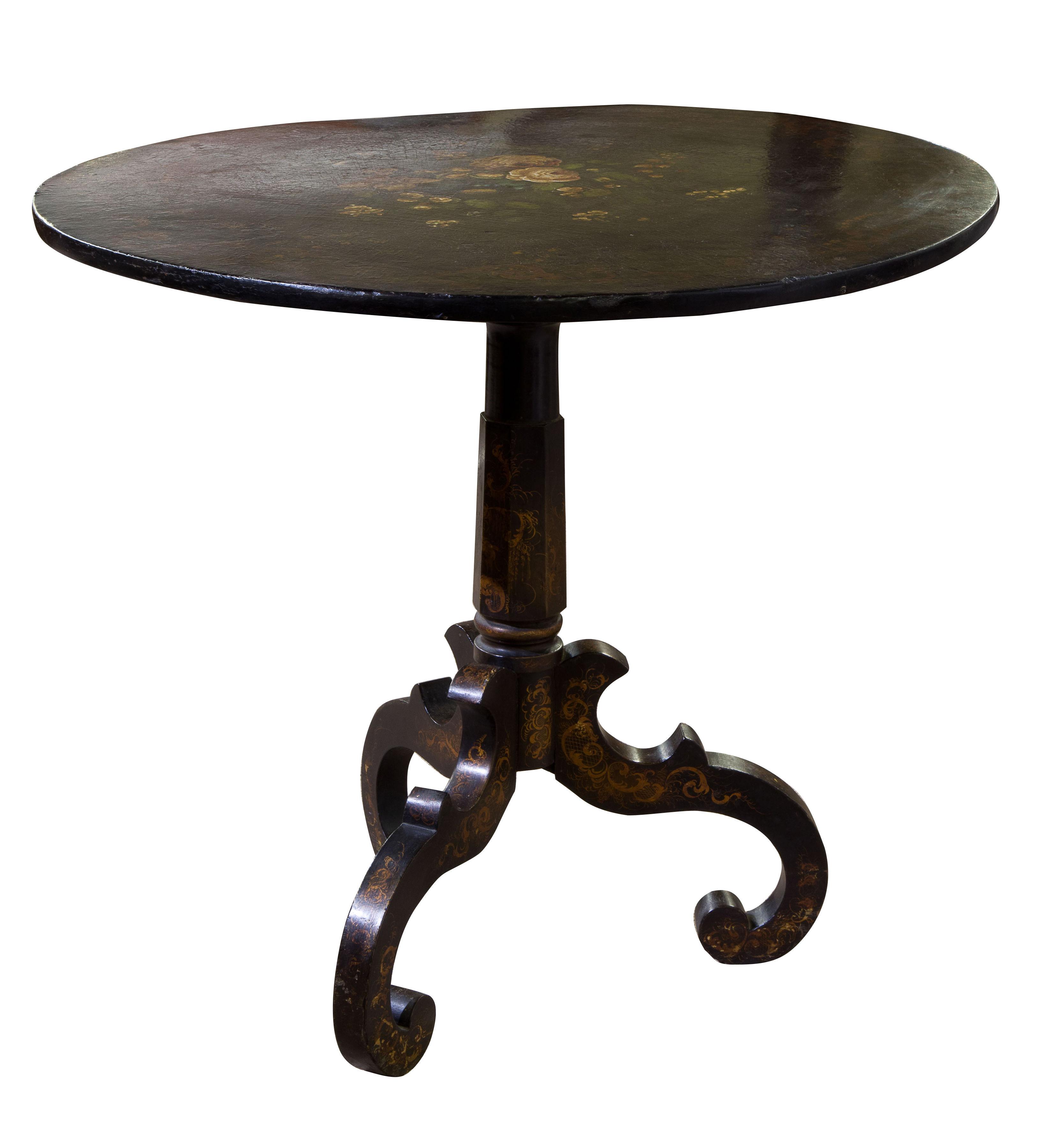 A 19thC ebonised papier mache centre table (1 of 1)