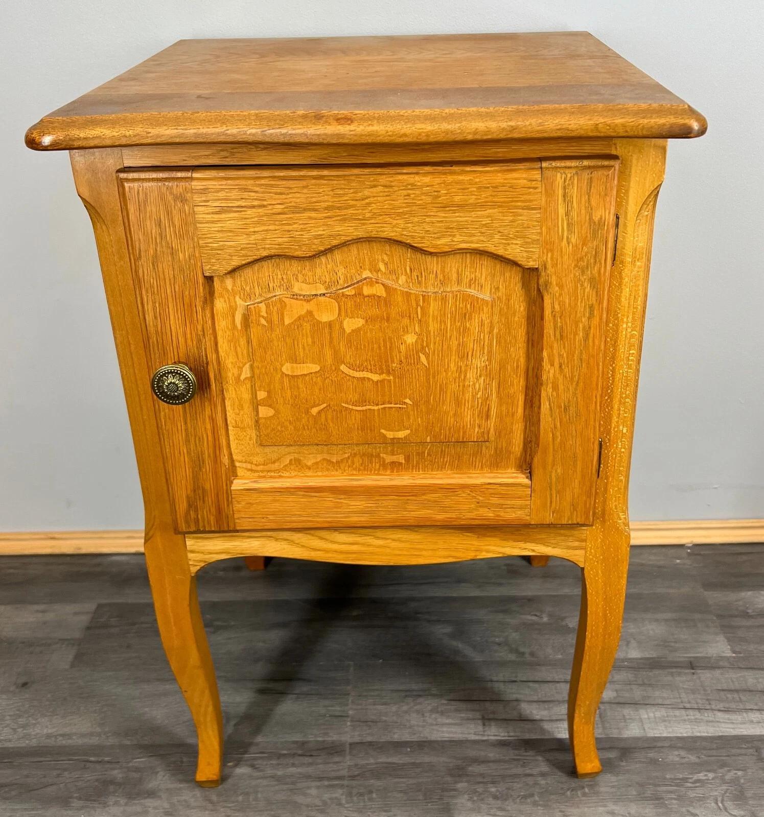 Bedside Table Vintage French Style Oak Cabinet Nightstand (1 of 10) Bedside Table Vintage French Style Oak Cabinet Nightstand (1 of 10)