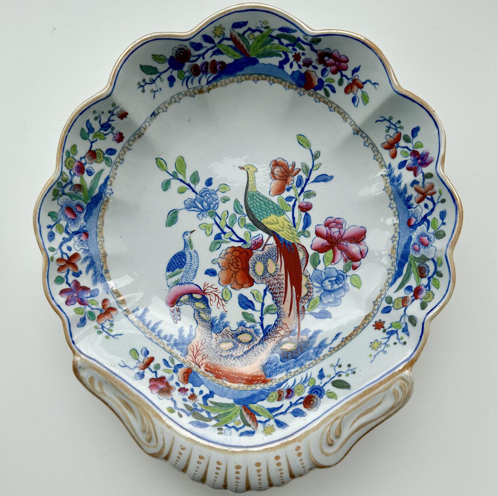 Spode Pheasant Pattern Shell Serving Dish c.1816 (1 of 4)