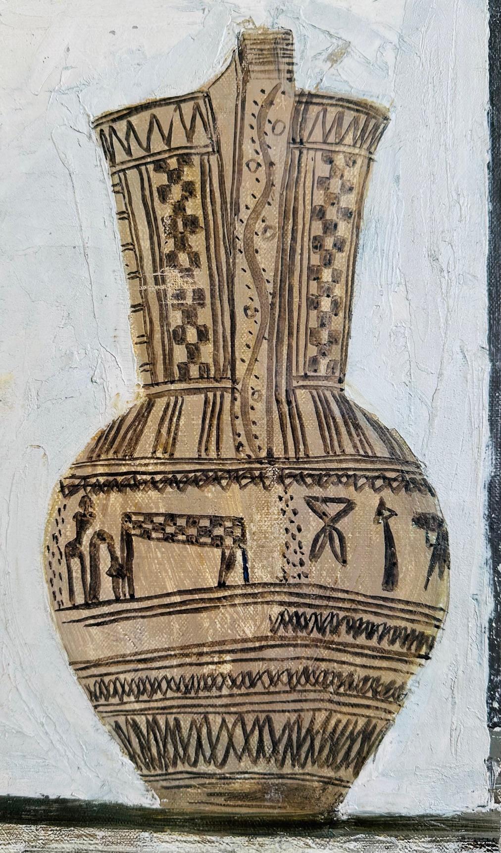 Original Oil on Canvas, Laid on Board, 'A Grecian Vase' by Rozanne Palmer (born 1932) Provenance; Purchased by me from the Artist (1 of 1)