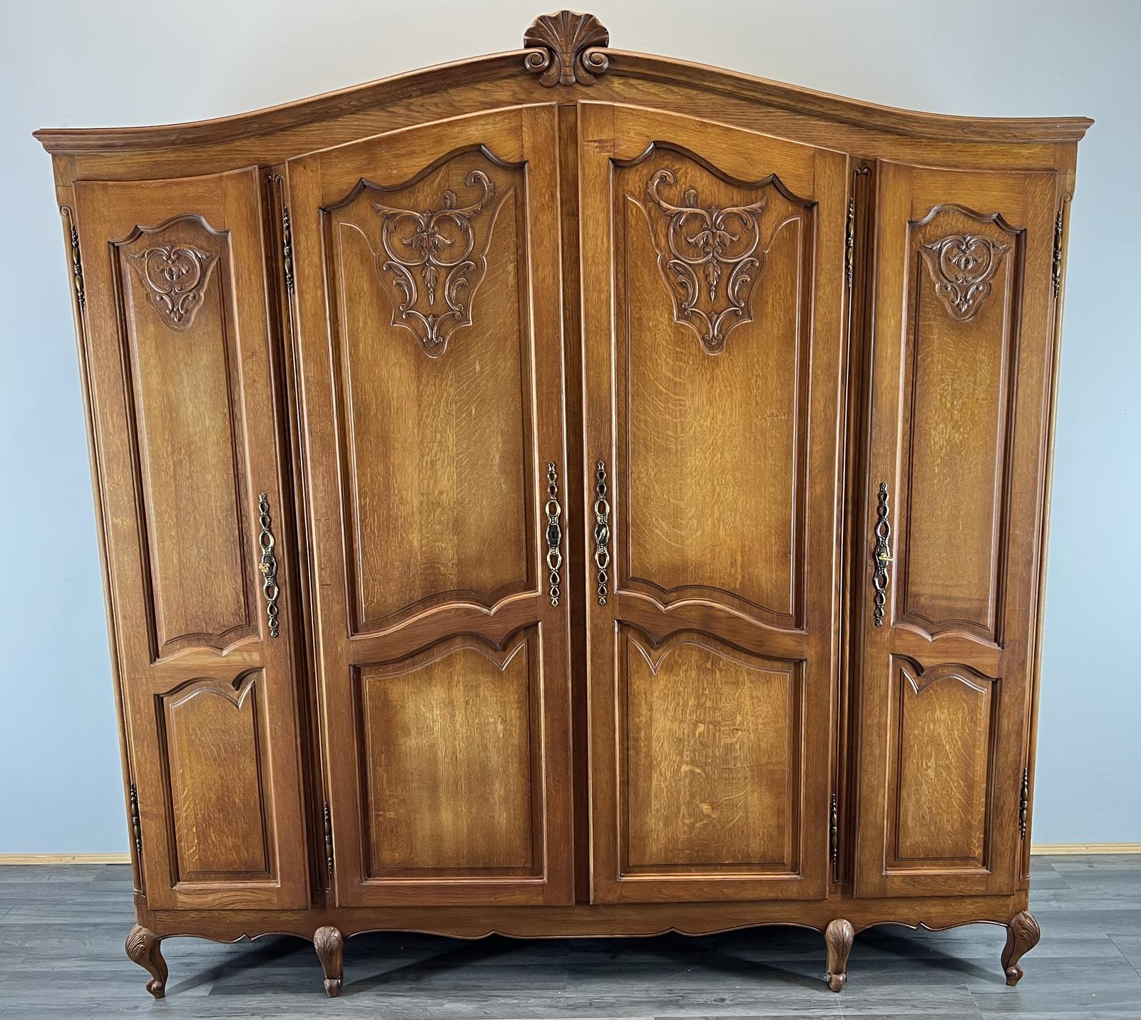Wardrobe French Vintage Oak 4 Door Armoire Retro Closet (1 of 10)