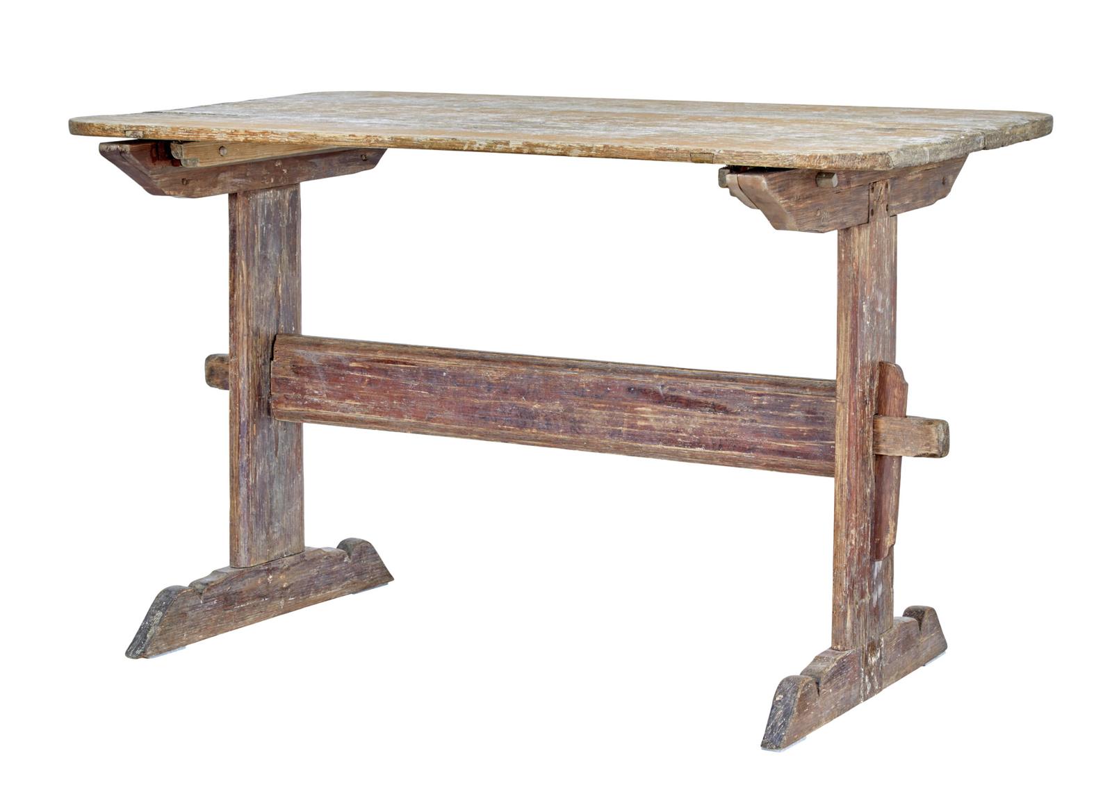 19th Century Rustic Swedish Painted Trestle Table (1 of 7) 19th Century Rustic Swedish Painted Trestle Table (1 of 7)