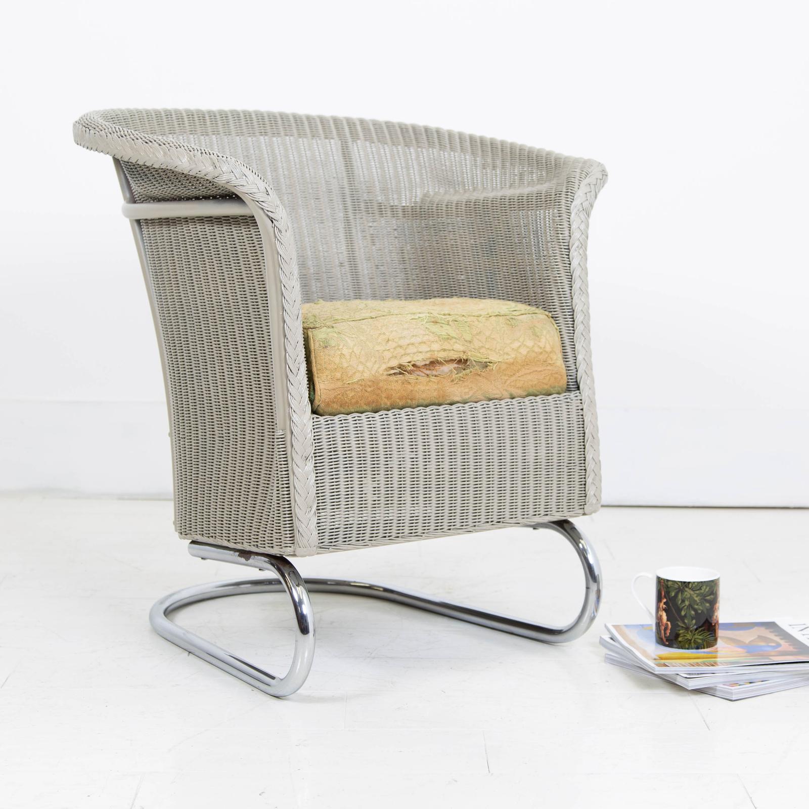 Rare Art Deco Lloyd Loom Chrome Cantilever Based Chair Dated 1937 (1 of 13)