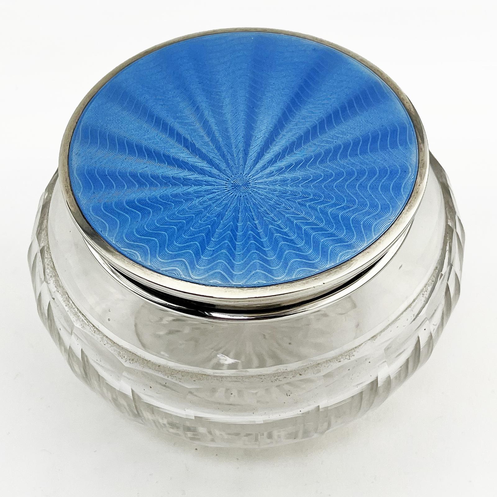Guilloche Enamel & Sterling Silver Dressing Table Jar (1 of 6) Guilloche Enamel & Sterling Silver Dressing Table Jar (1 of 6)