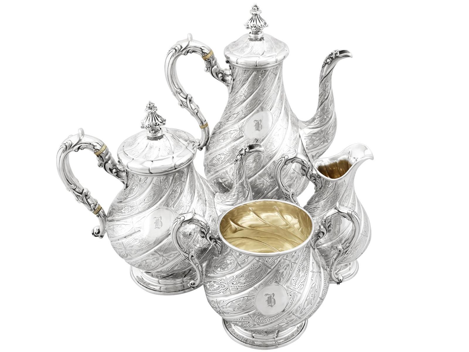Sterling Silver Four Piece Tea & Coffee Service - Victorian (1 of 18)