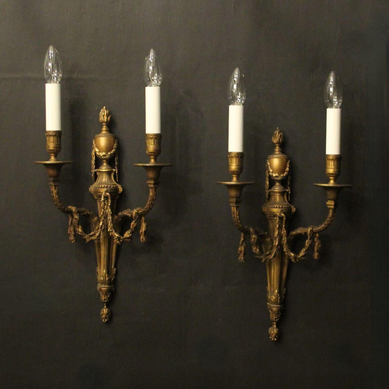 French Pair of Bronze Antique Wall Sconces (1 of 10) French Pair of Bronze Antique Wall Sconces (1 of 10)