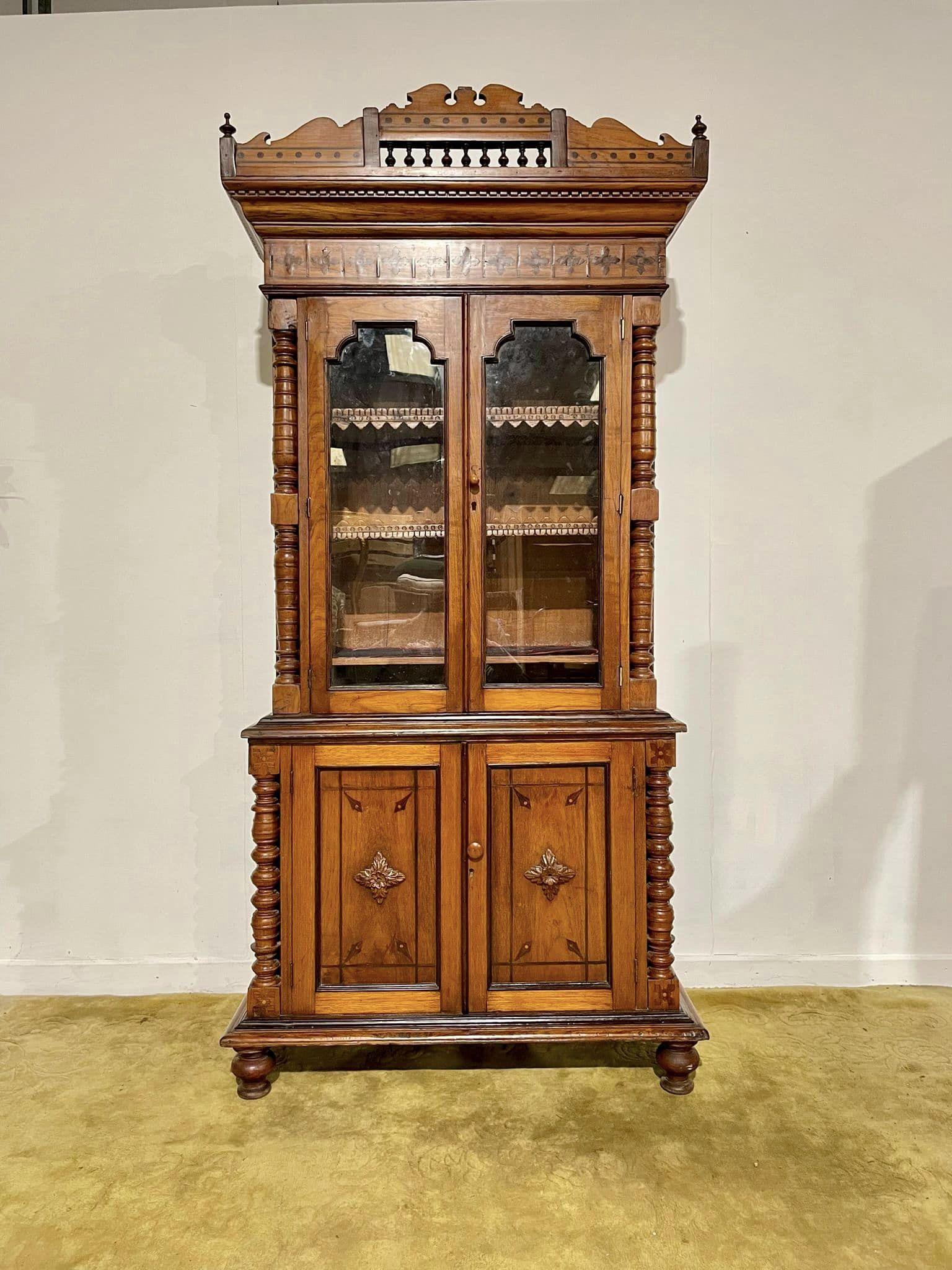 Continental Heavily Inlaid Walnut Bookcase (1 of 15) Continental Heavily Inlaid Walnut Bookcase (1 of 15)