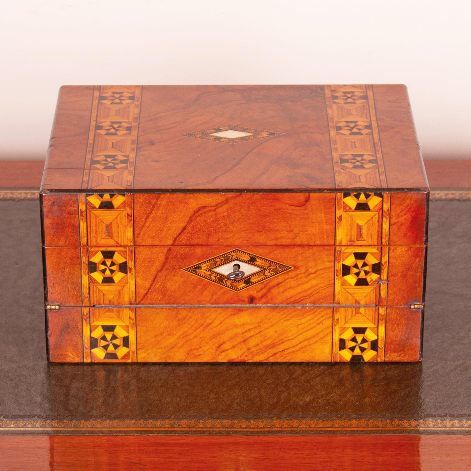 Victorian Inlaid Walnut Writing & Sewing Box (1 of 9)