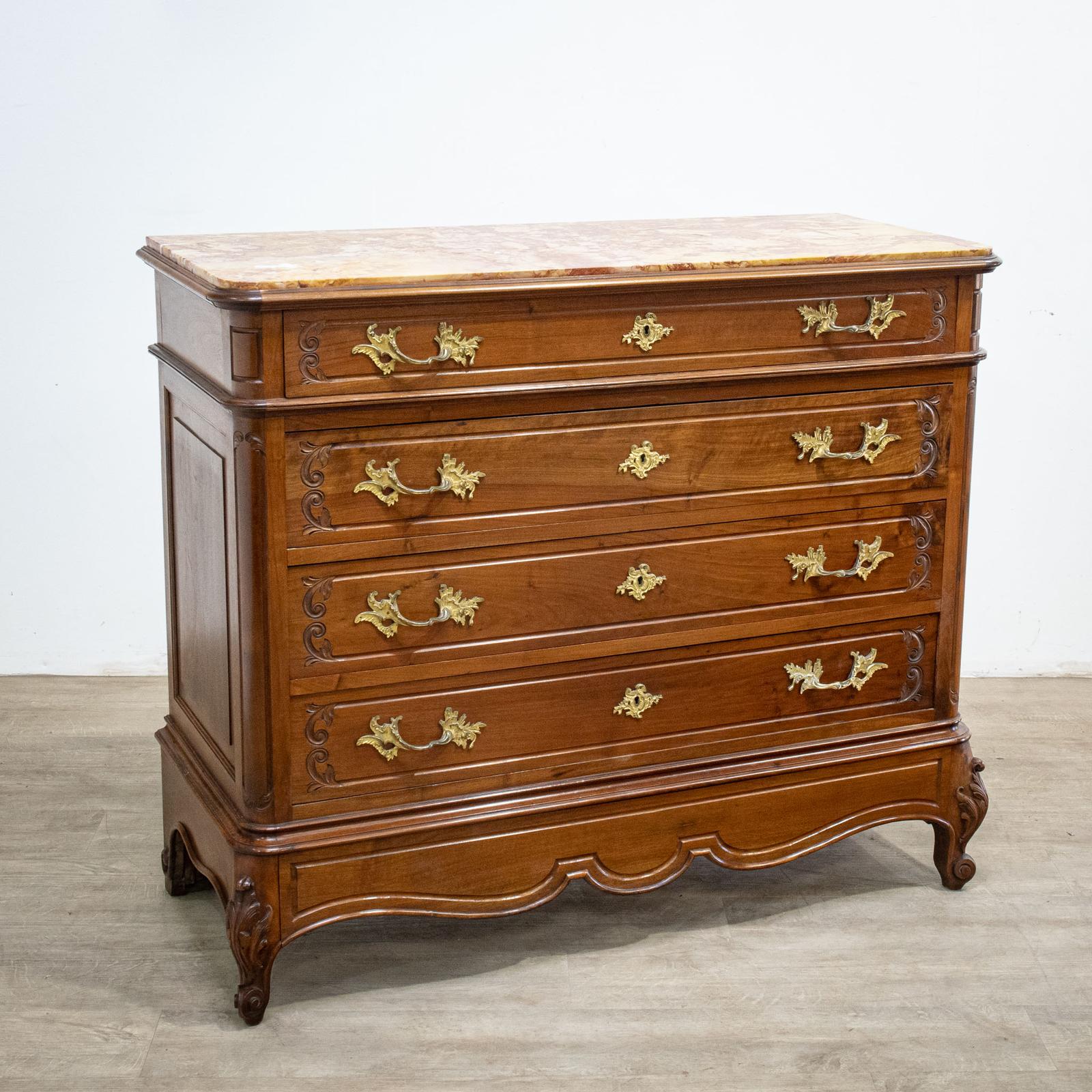 French Louis XV Style Walnut Chest of Drawers (1 of 14)