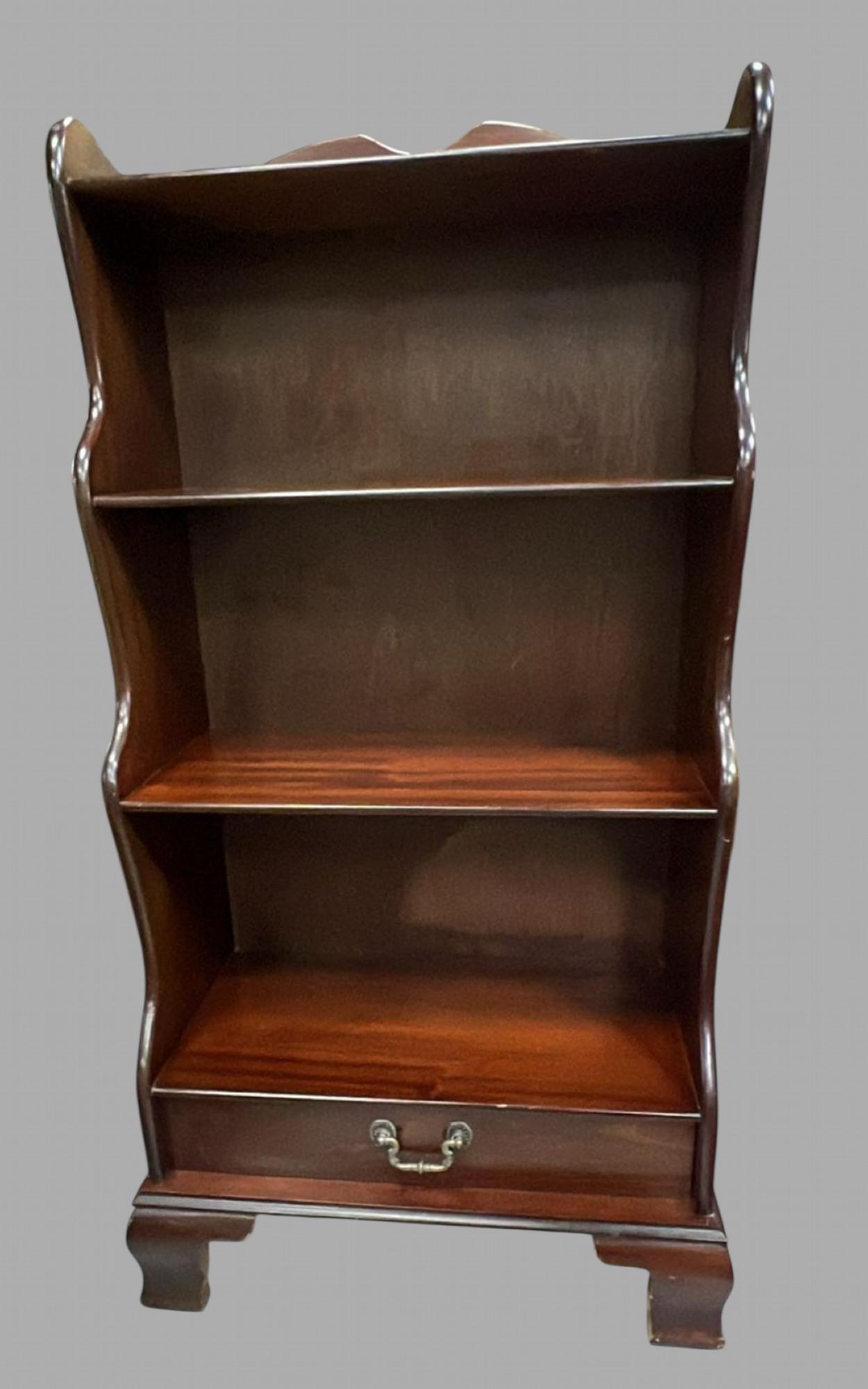 A Mid Century Mahogany Four Shelf Waterfall Bookcase (1 of 5)
