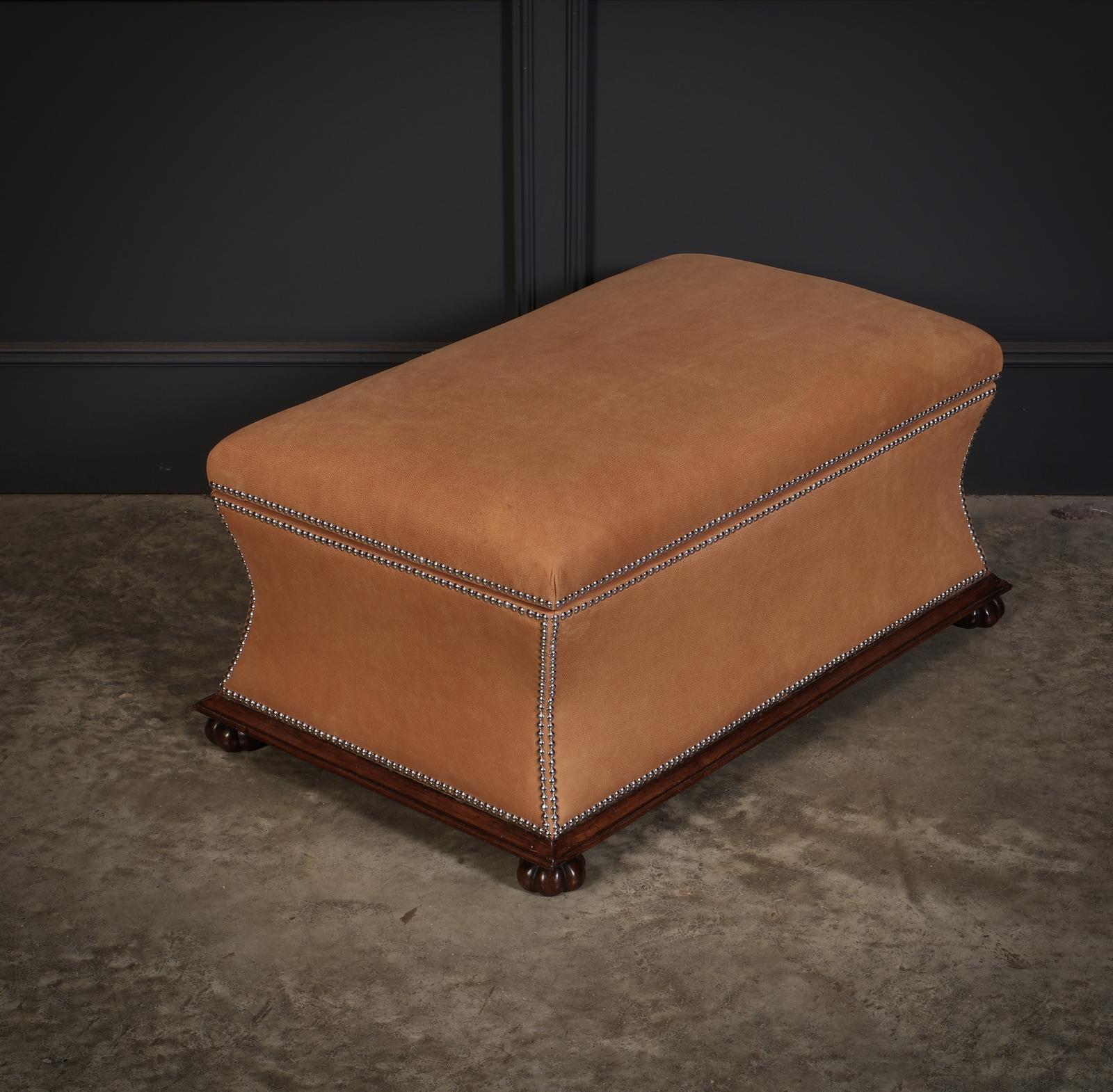 Regency Rosewood & Leather Box Ottoman (1 of 14)