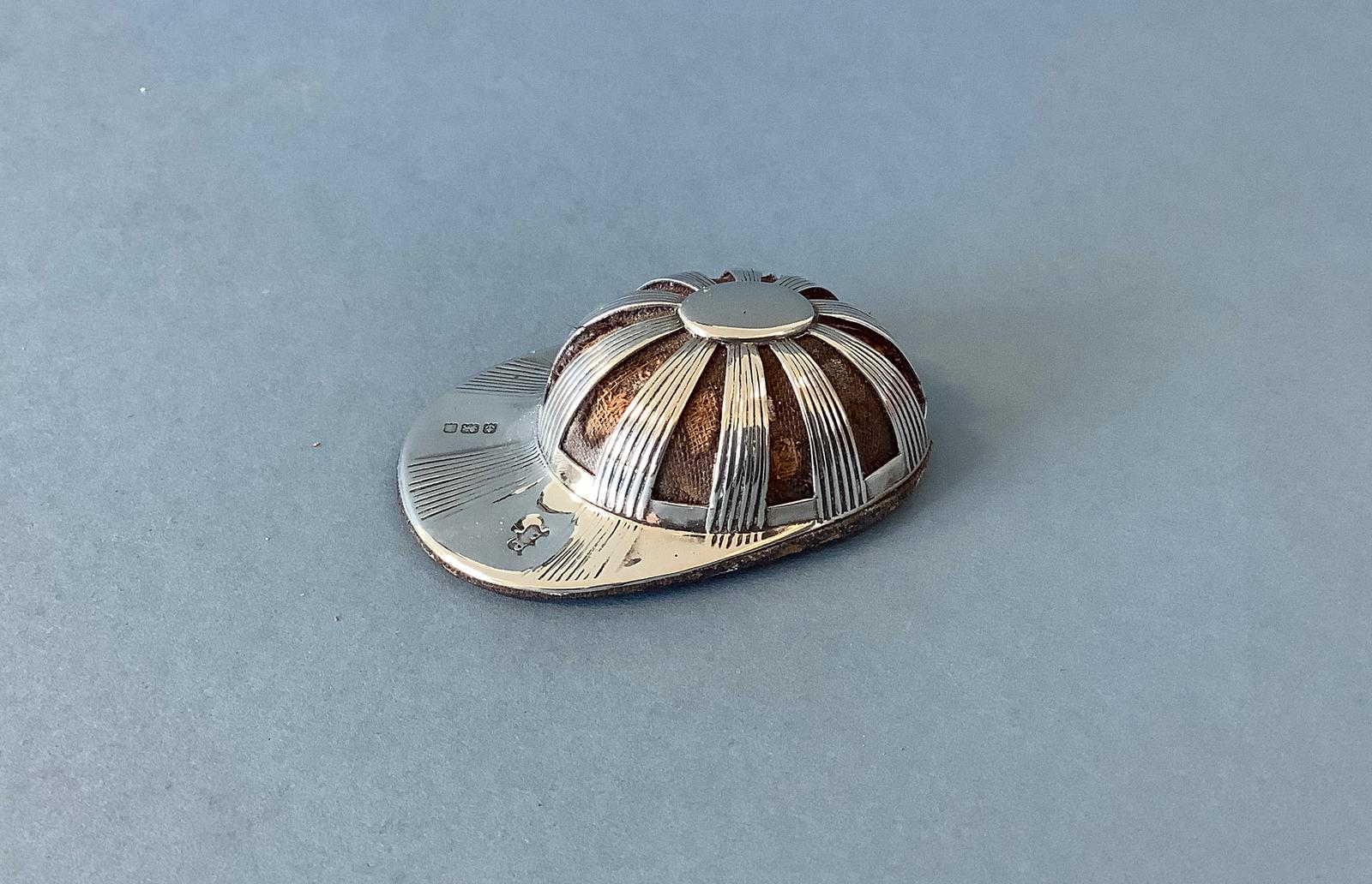 Antique Silver Novelty Jockey Cap Pin Cushion (1 of 4)